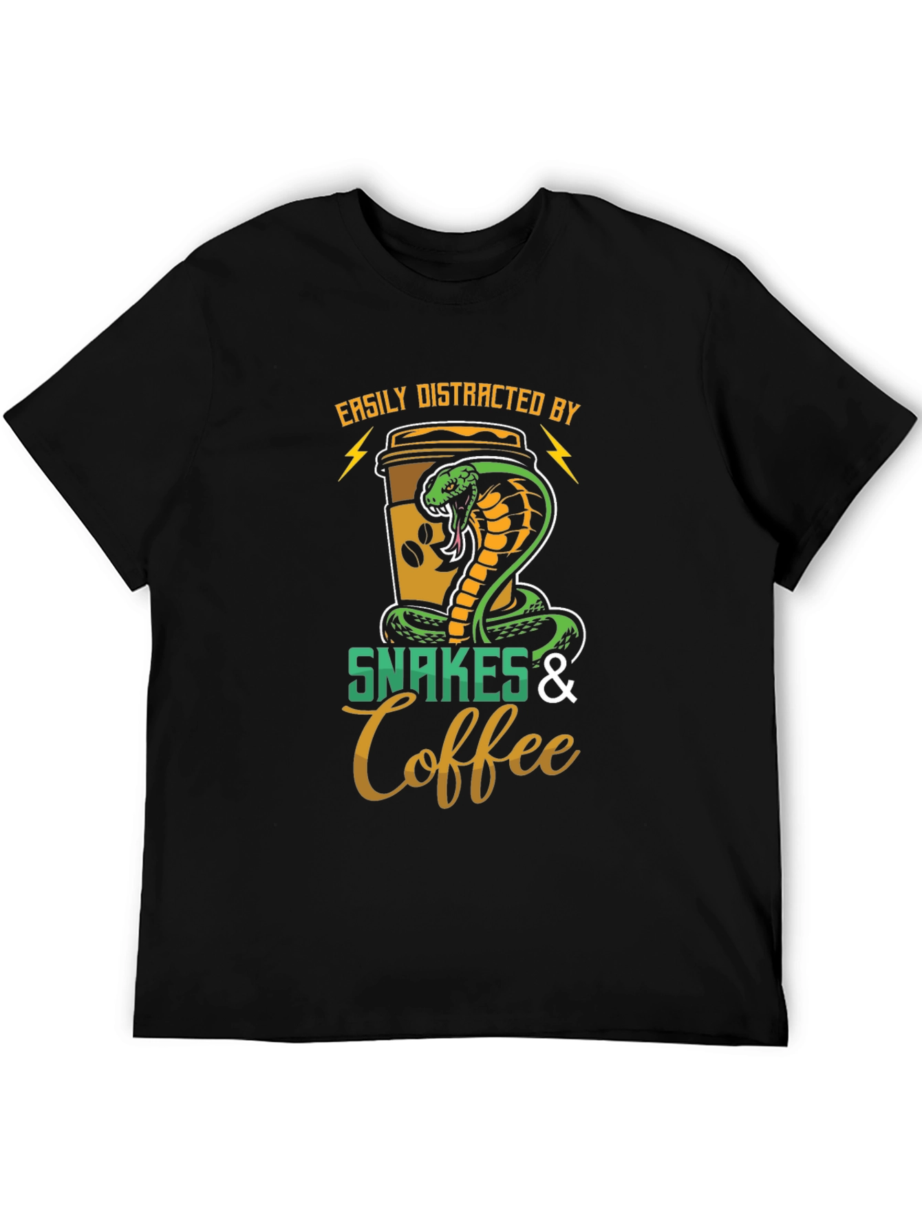 Easily Distracted by Snakes & Coffee Graphic T-Shirt