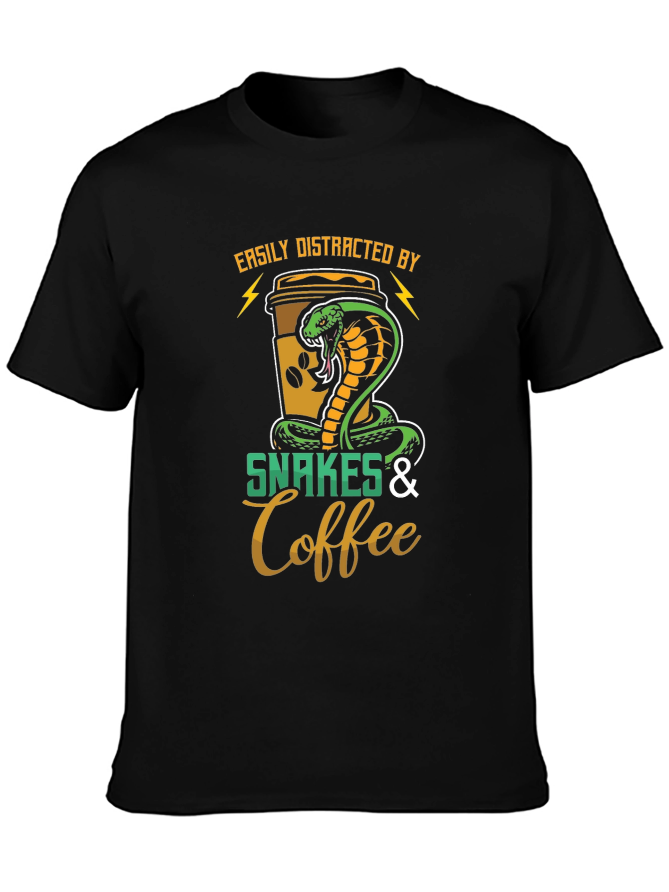 Easily Distracted by Snakes & Coffee Graphic T-Shirt