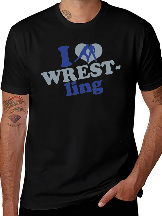 I Love Wrestling Graphic T-Shirt - Mens Black Tee