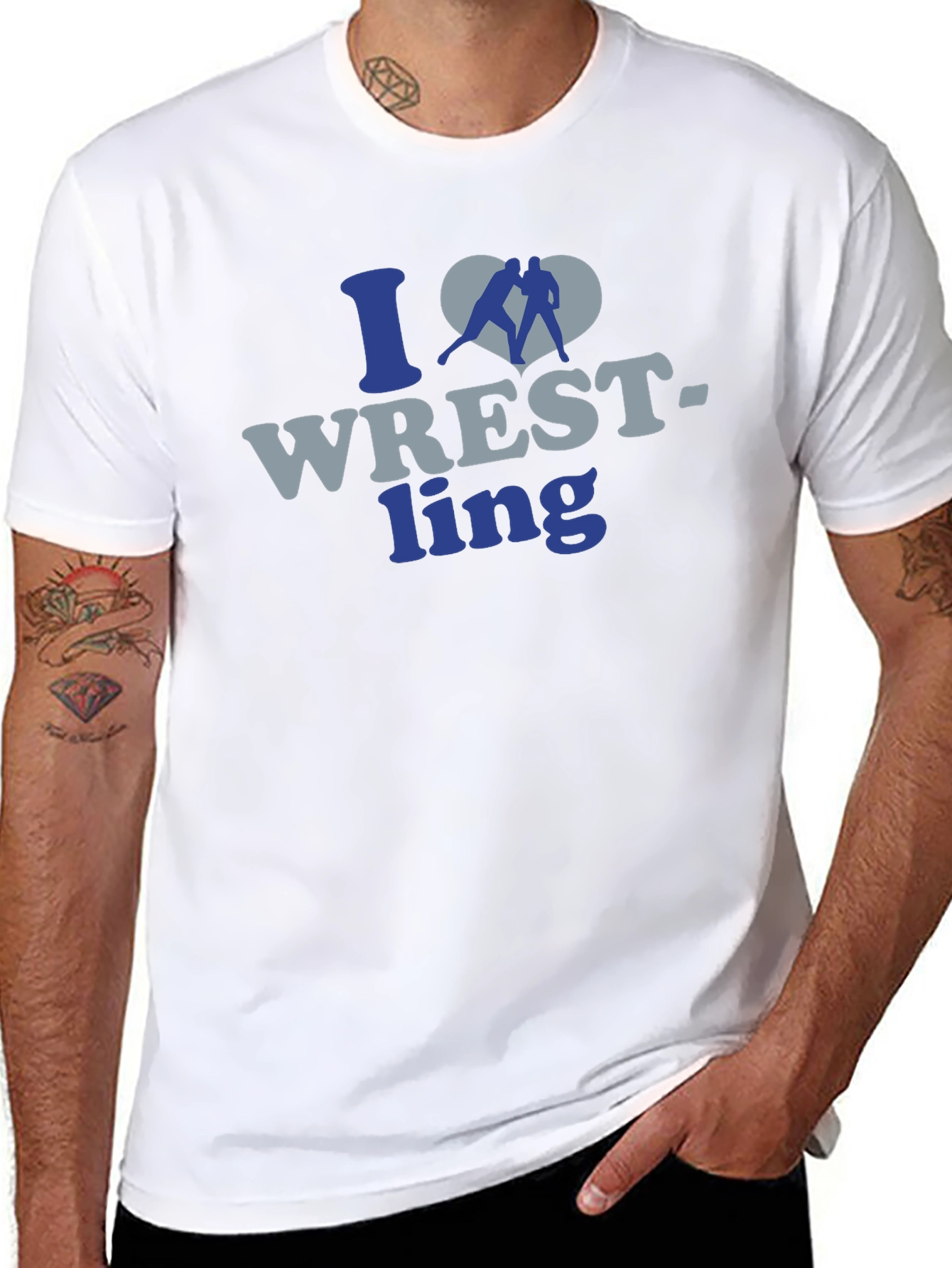 I Love Wrestling Graphic T-Shirt - Mens Black Tee