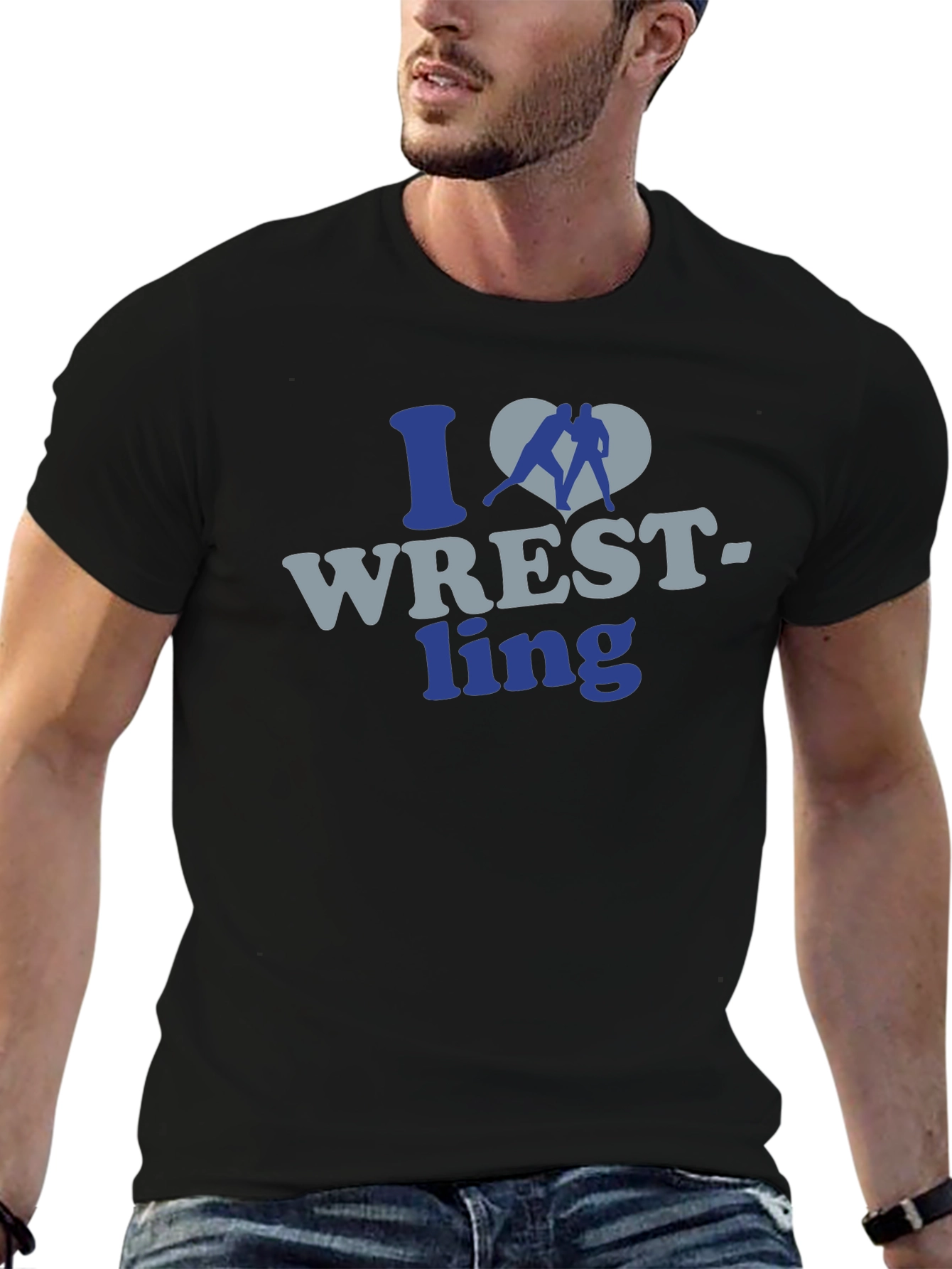 I Love Wrestling Graphic T-Shirt - Mens Black Tee
