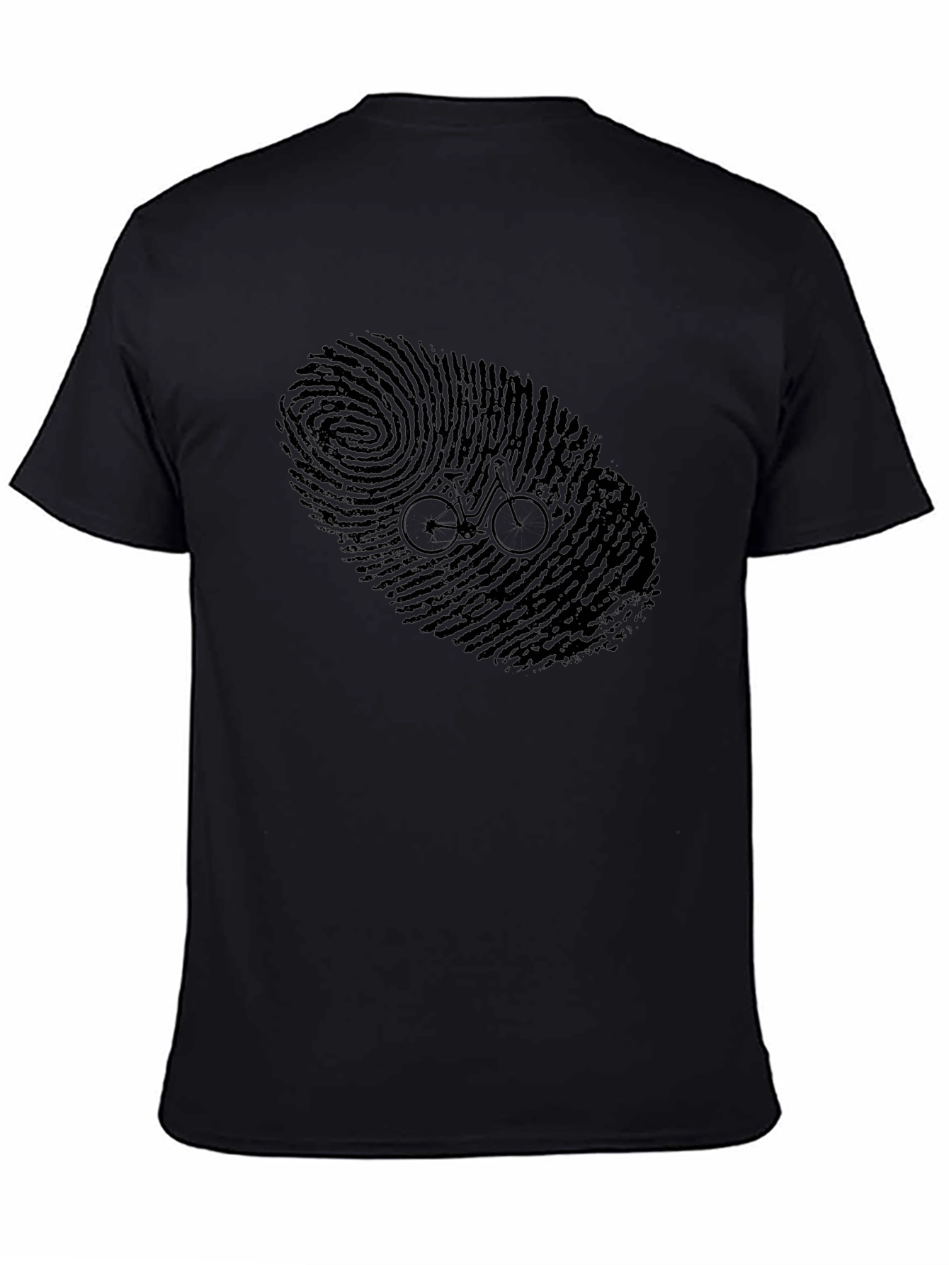 Unique Bike Fingerprint Graphic T-Shirt - Black