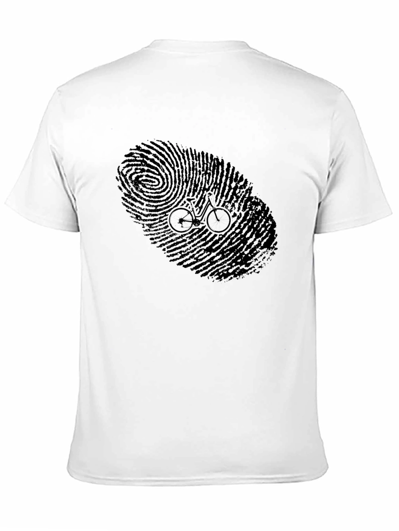 Unique Bike Fingerprint Graphic T-Shirt - Black