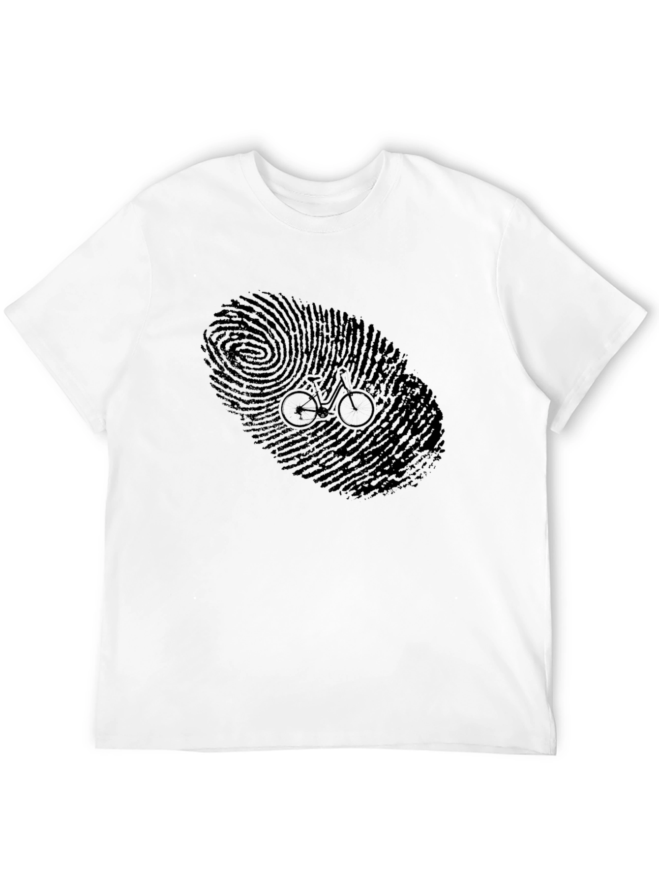 Unique Bike Fingerprint Graphic T-Shirt - Black