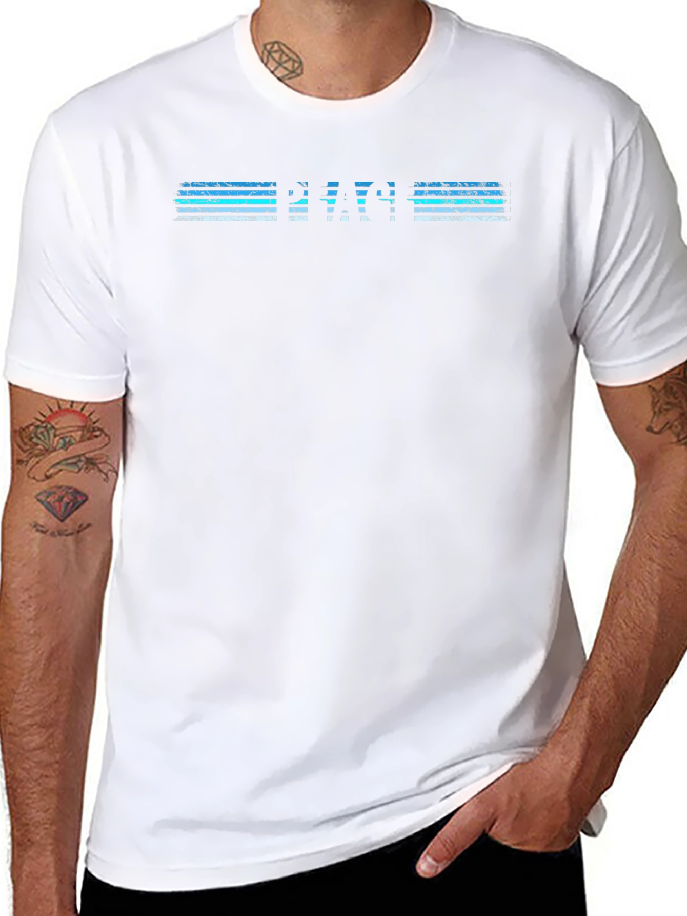 Retro PEACE Striped Graphic Black T-Shirt