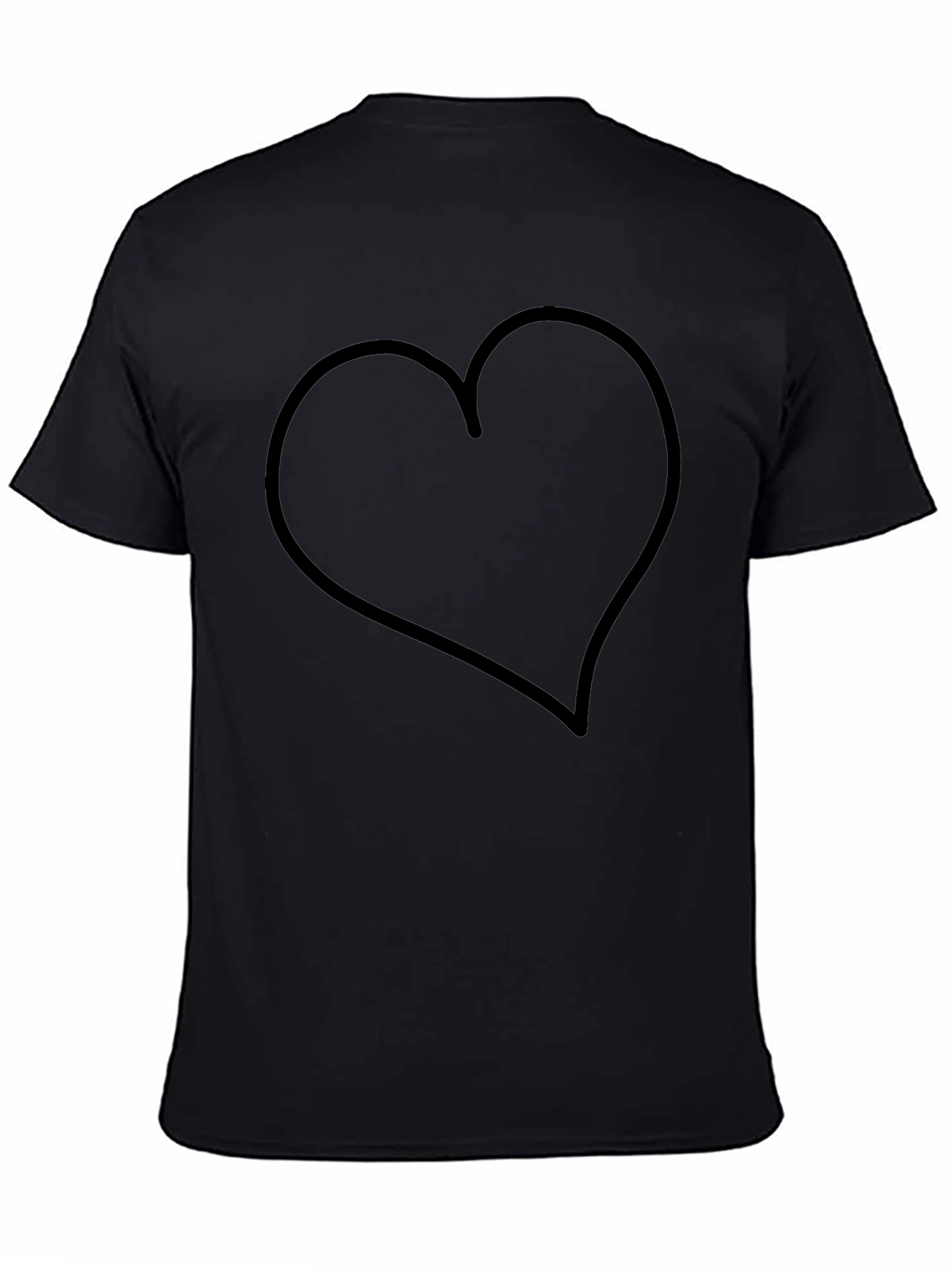 Black T-Shirt with Heart Outline