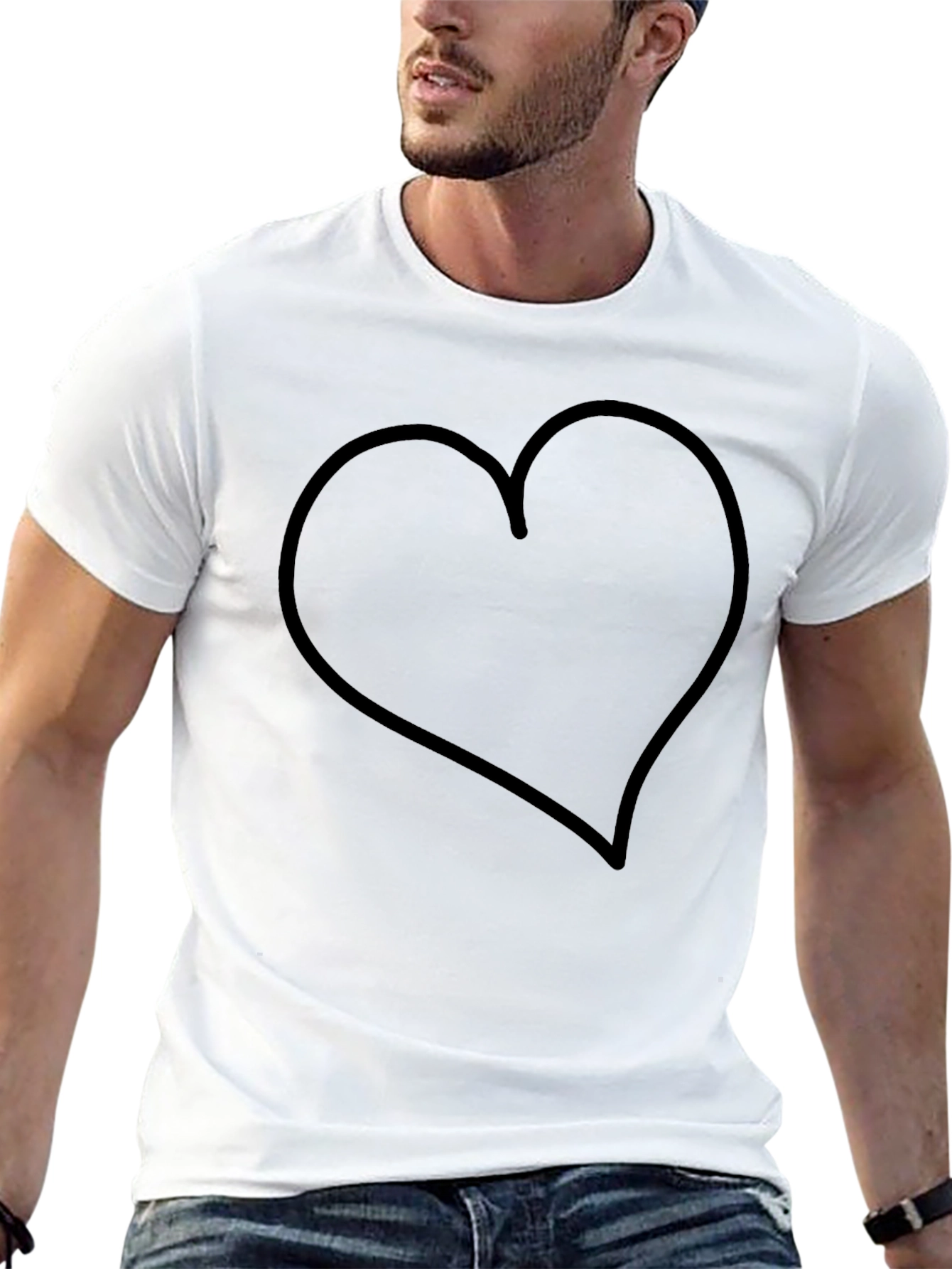 Black T-Shirt with Heart Outline