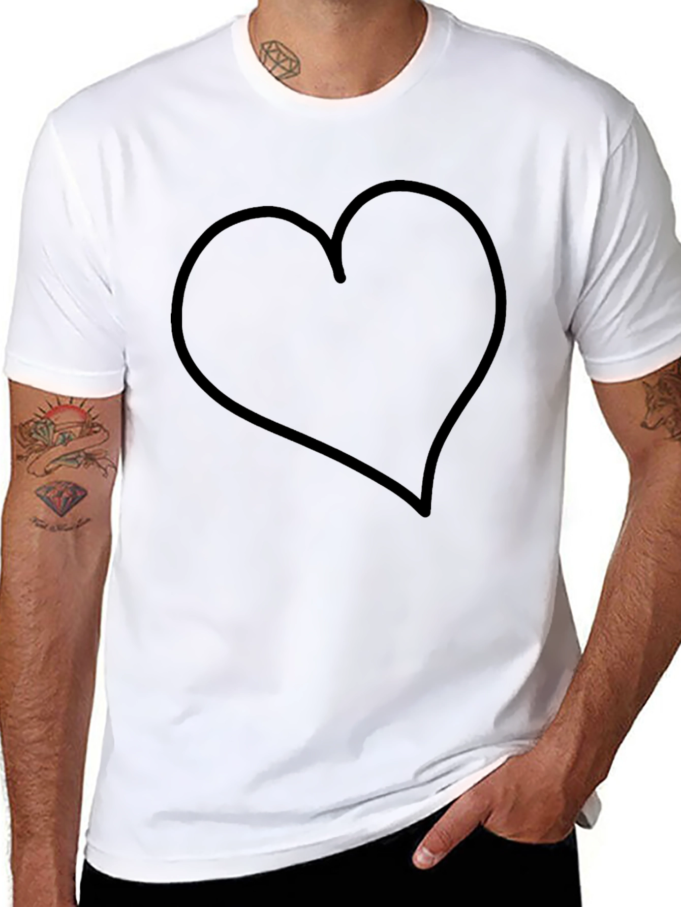 Black T-Shirt with Heart Outline