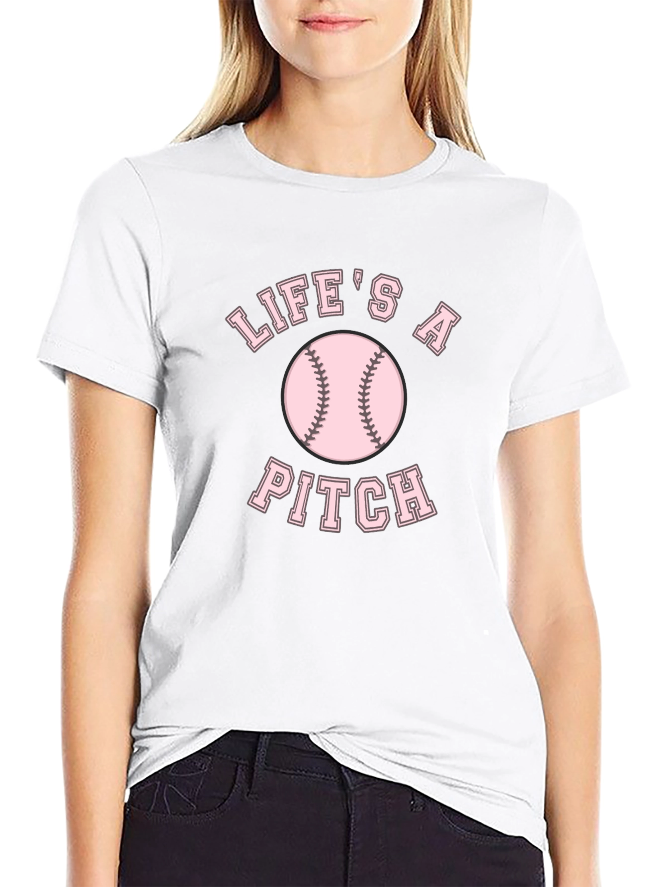 Lifes a Pitch Baseball Graphic T-Shirt