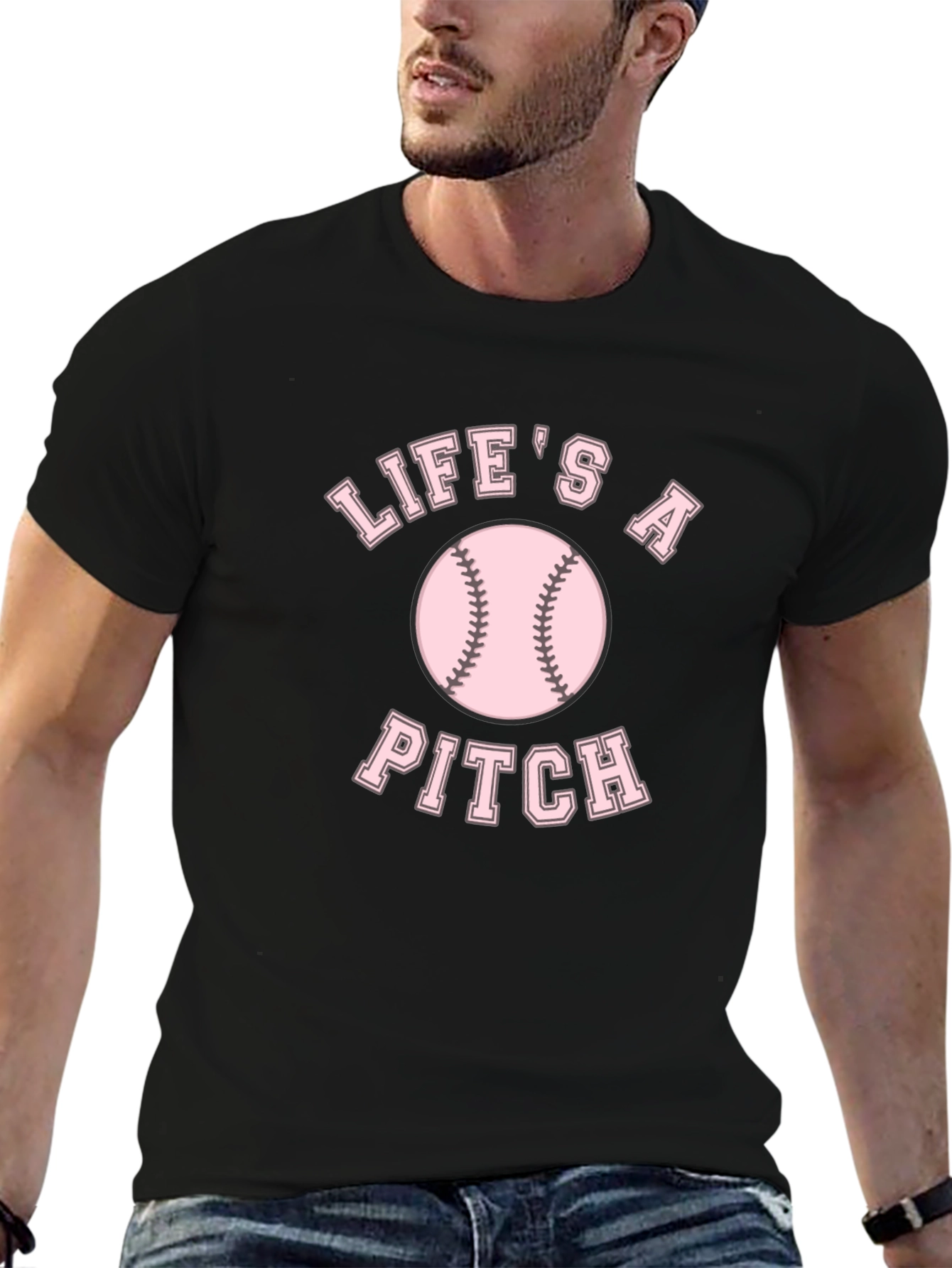 Lifes a Pitch Baseball Graphic T-Shirt