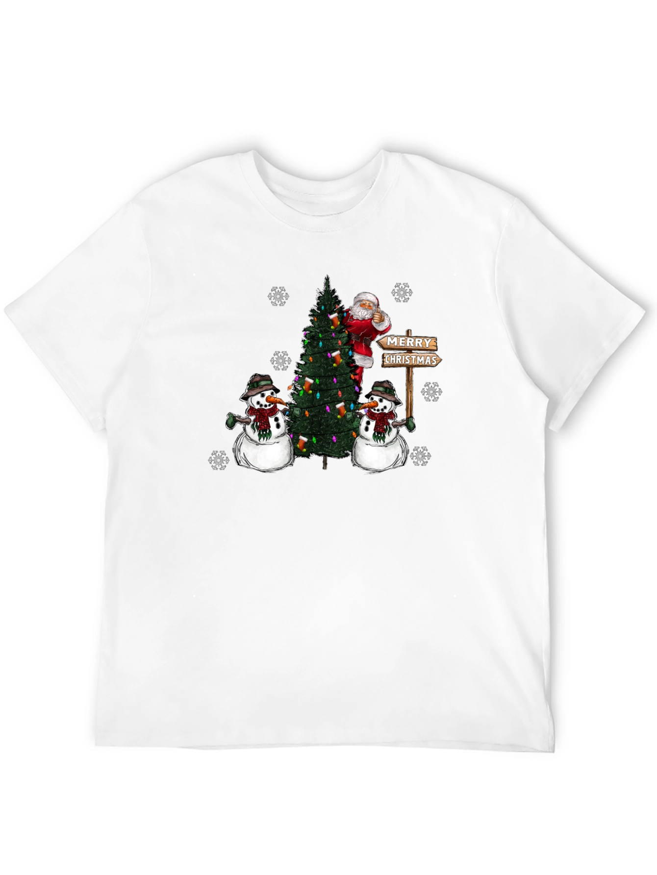 Festive Santa & Snowmen Christmas Tree T-Shirt