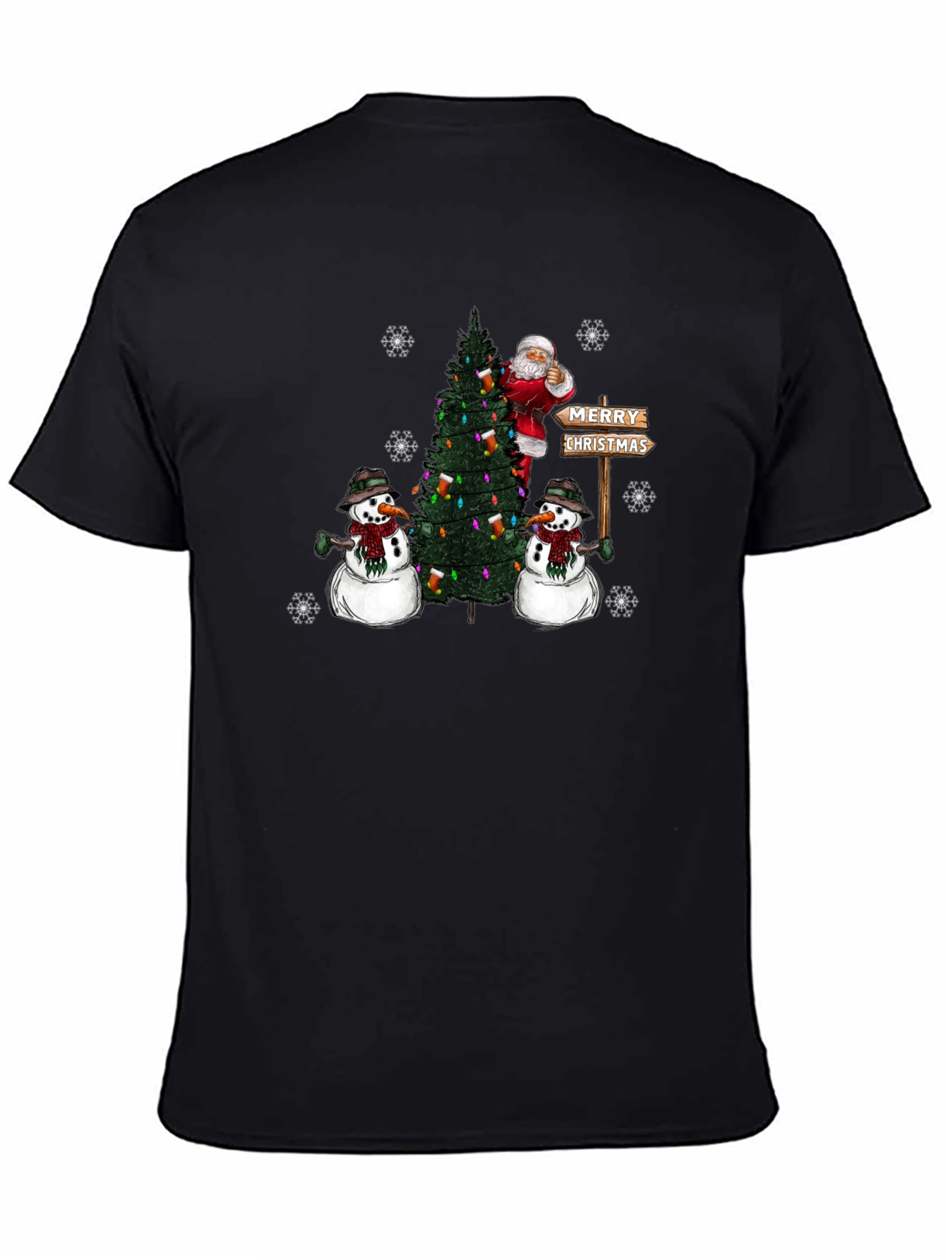Festive Santa & Snowmen Christmas Tree T-Shirt
