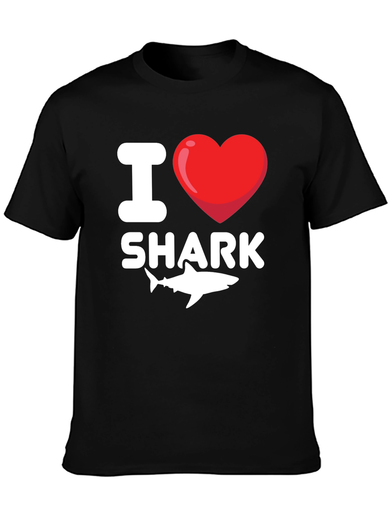 I Heart Shark T-Shirt - Black Cotton Tee