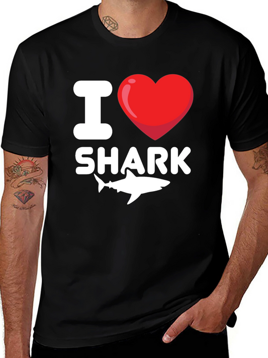I Heart Shark T-Shirt - Black Cotton Tee