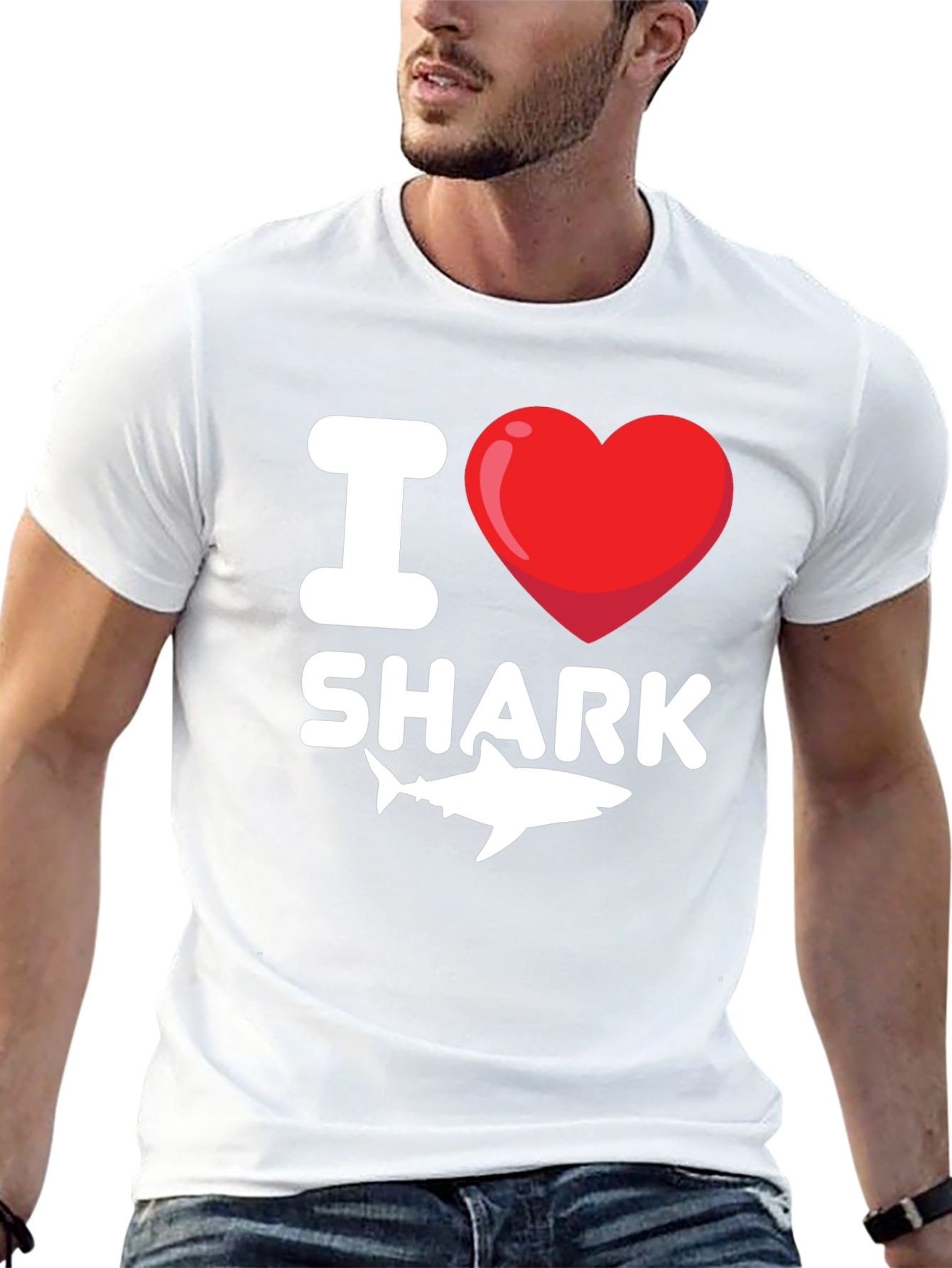 I Heart Shark T-Shirt - Black Cotton Tee