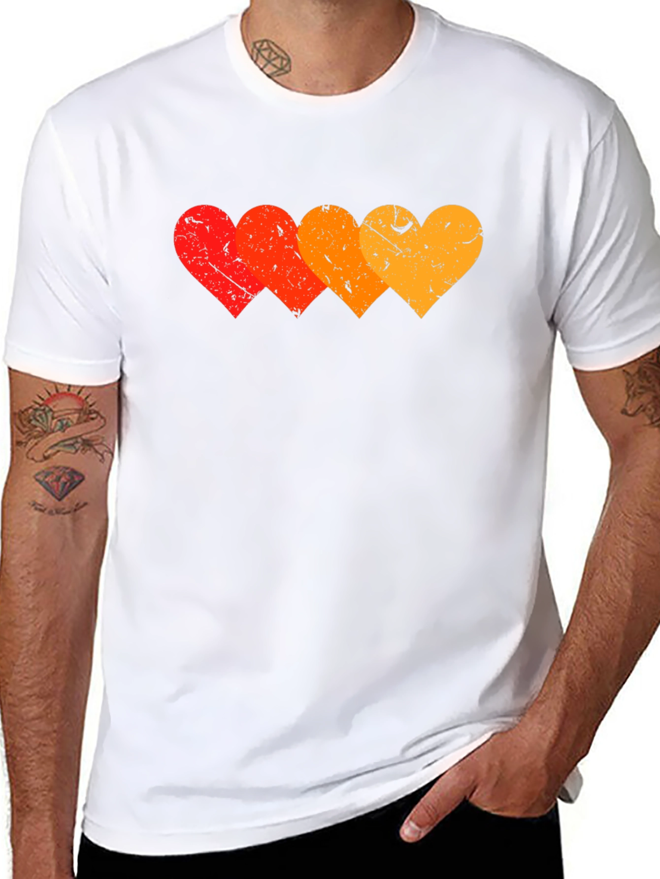 Retro Hearts Graphic T-Shirt - Stylish Black Tee