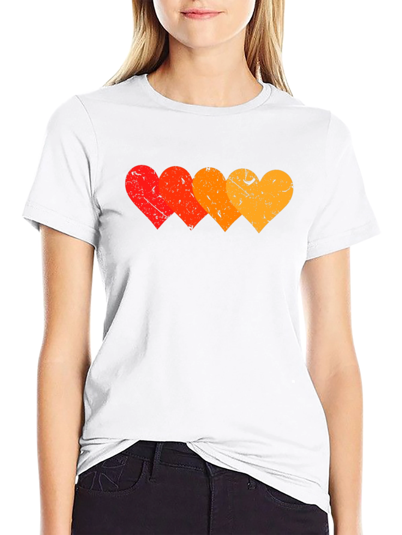 Retro Hearts Graphic T-Shirt - Stylish Black Tee