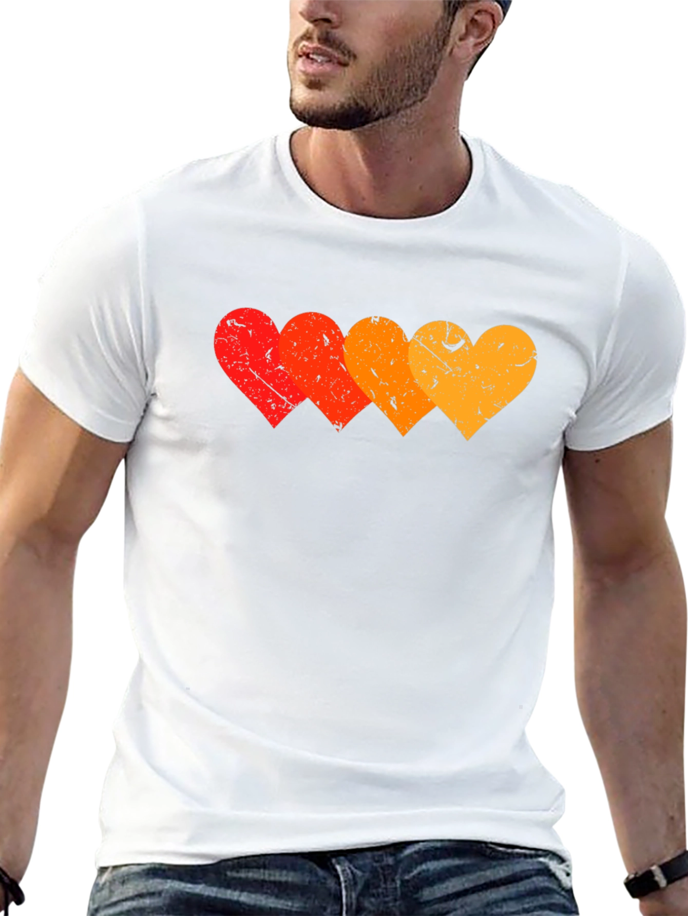 Retro Hearts Graphic T-Shirt - Stylish Black Tee