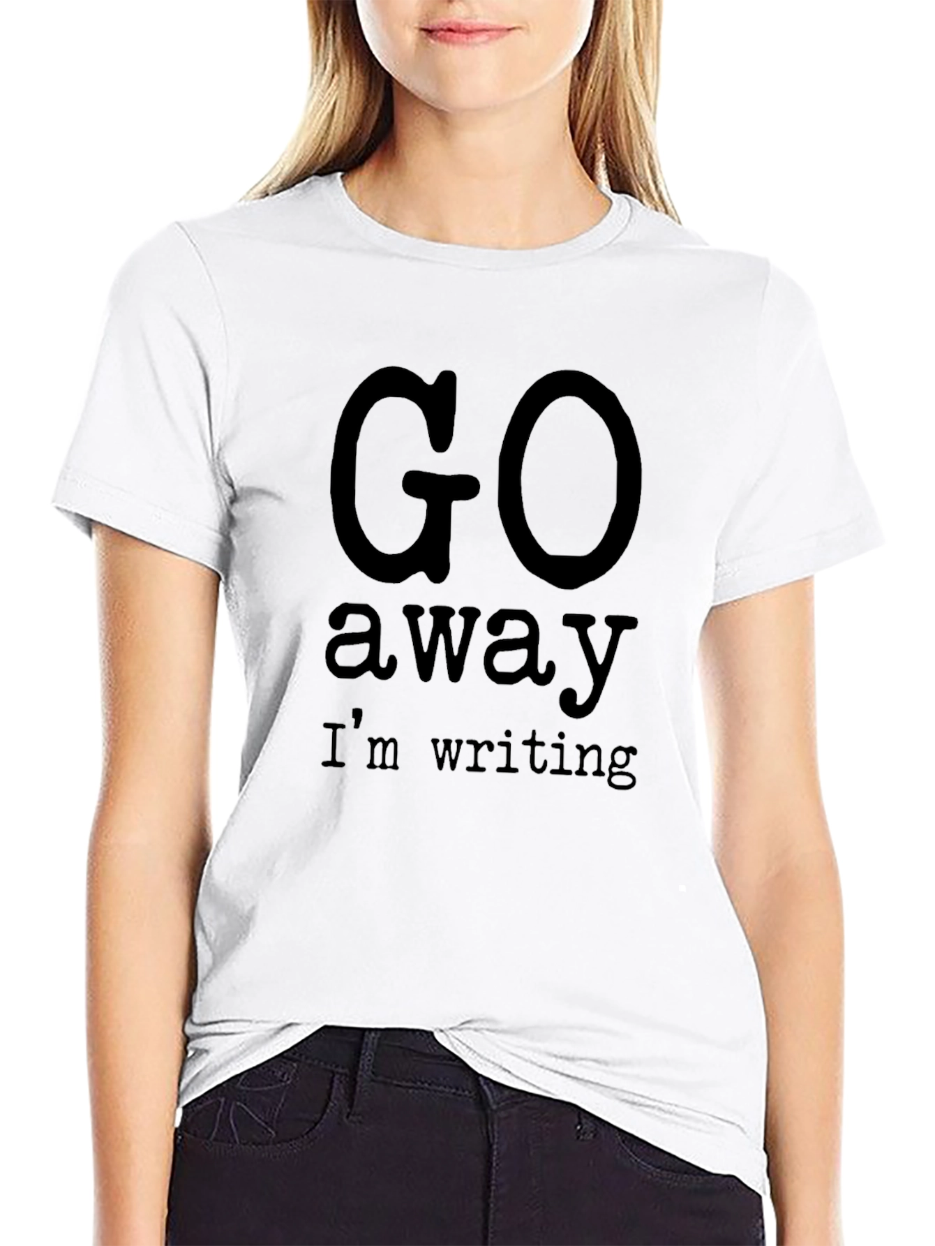 Go Away Im Writing Novelty Graphic T-Shirt