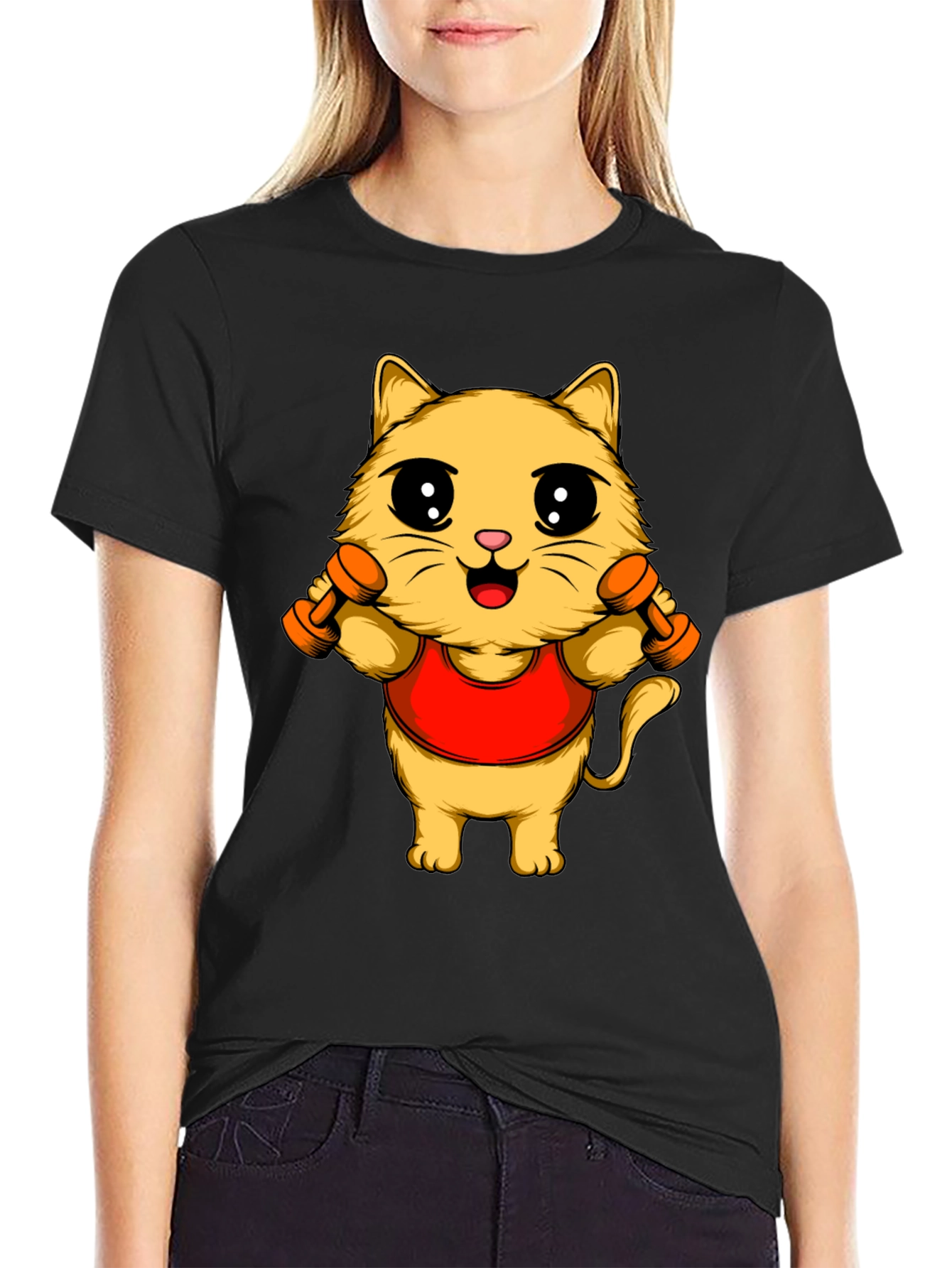 Funny Cat Gym T-Shirt - Workout Kitten Tee