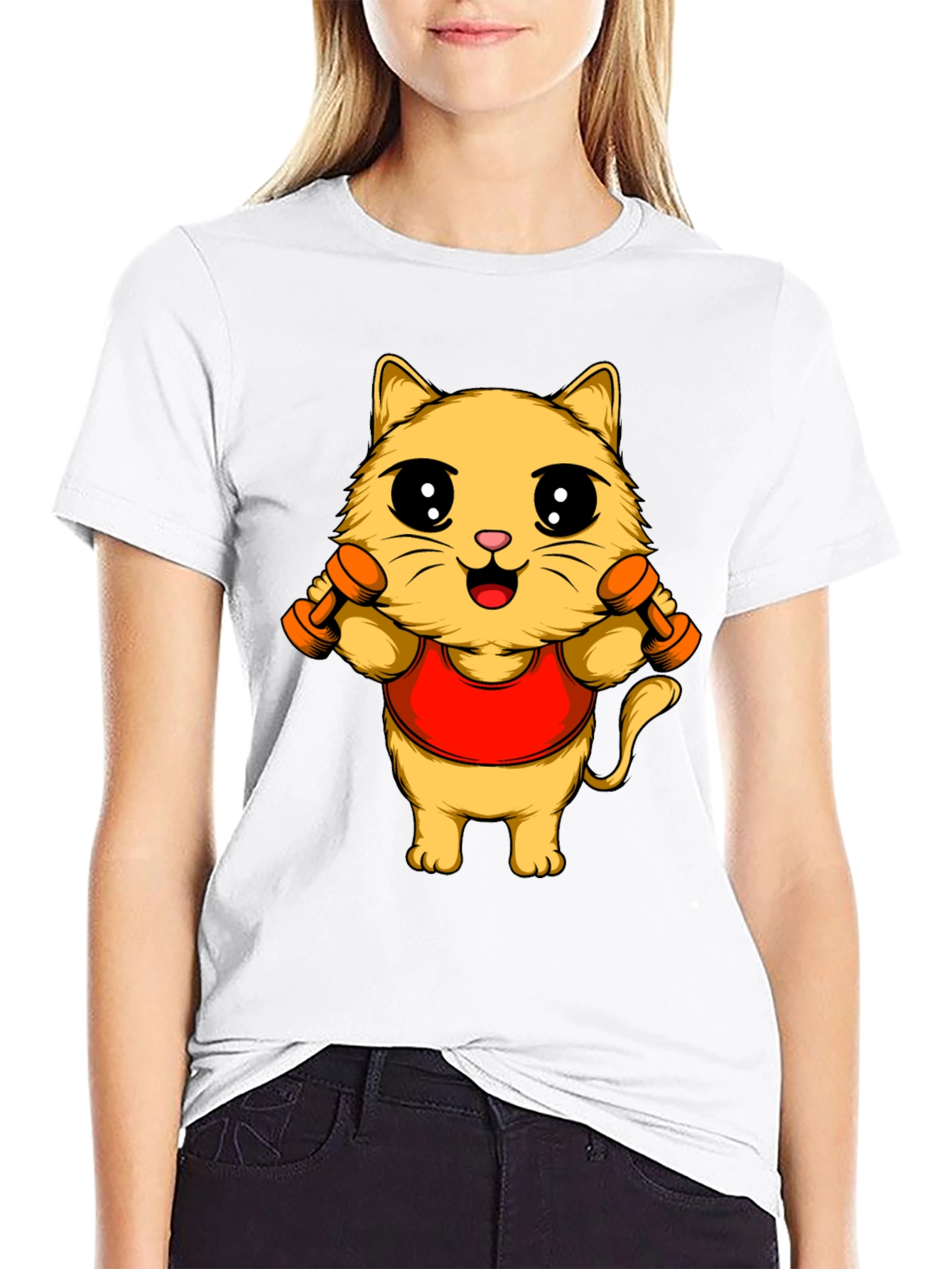 Funny Cat Gym T-Shirt - Workout Kitten Tee