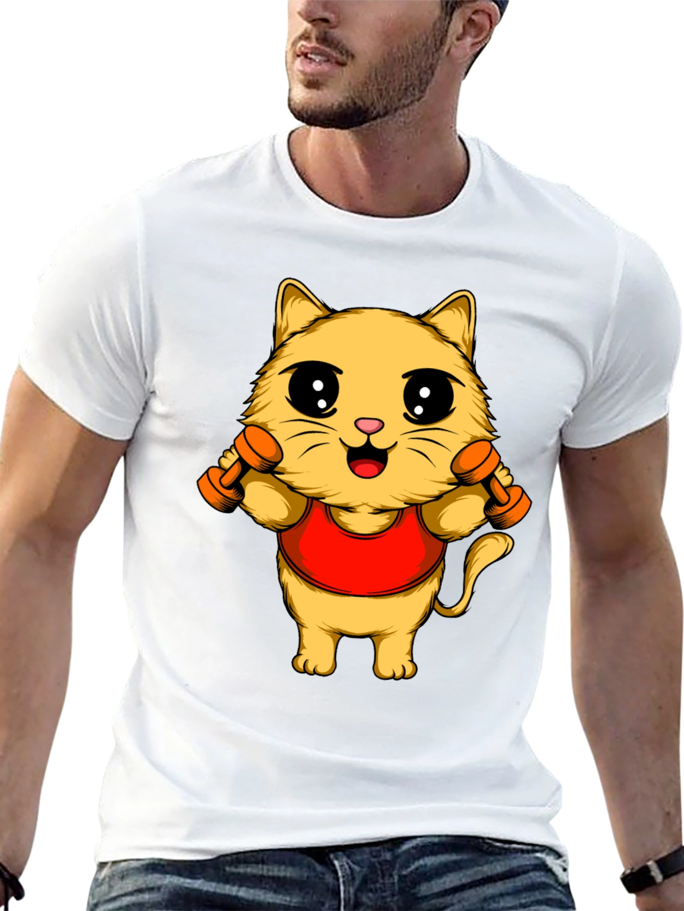 Funny Cat Gym T-Shirt - Workout Kitten Tee