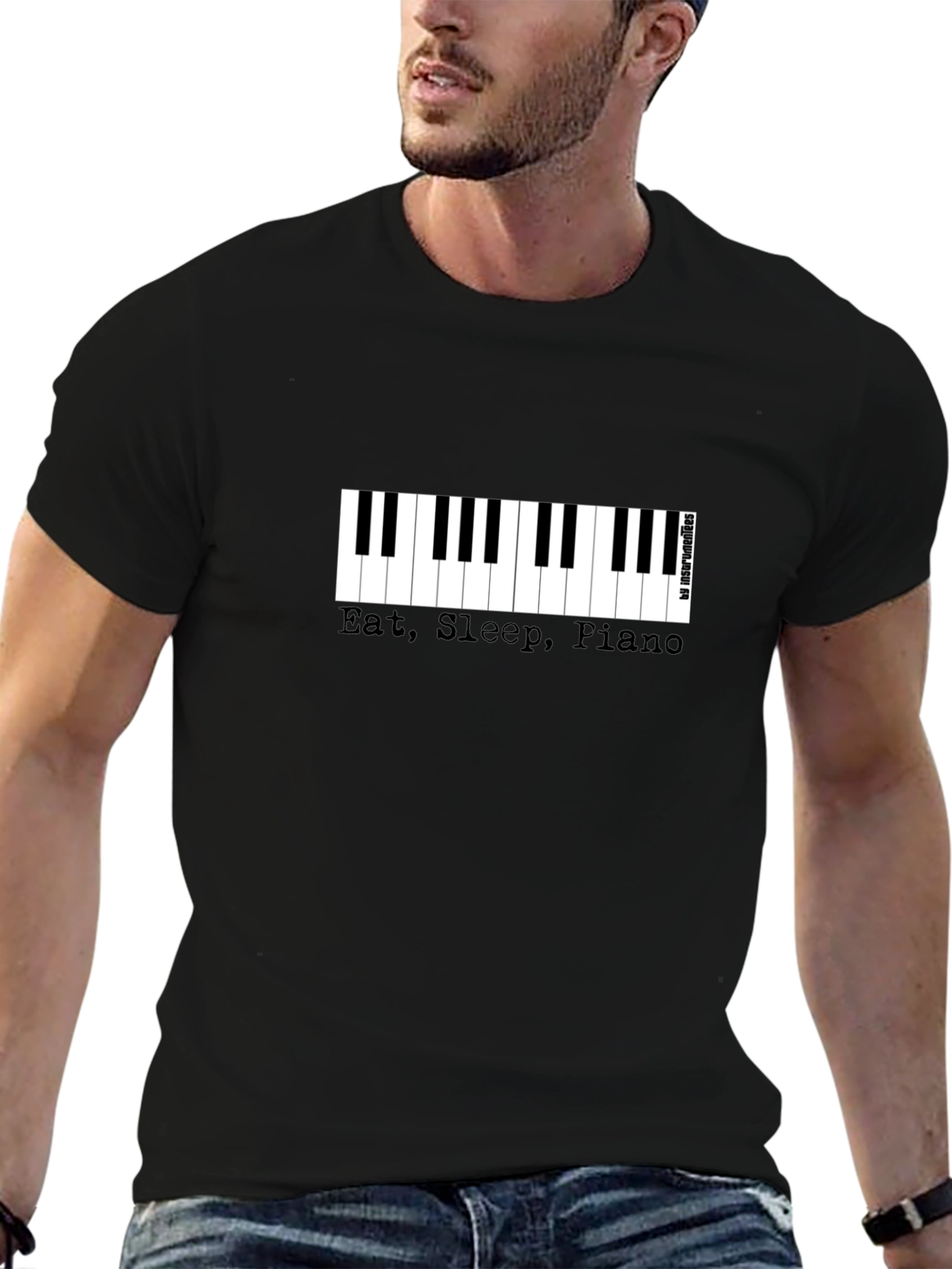 Eat Sleep Piano T-Shirt - Black Musical Tee