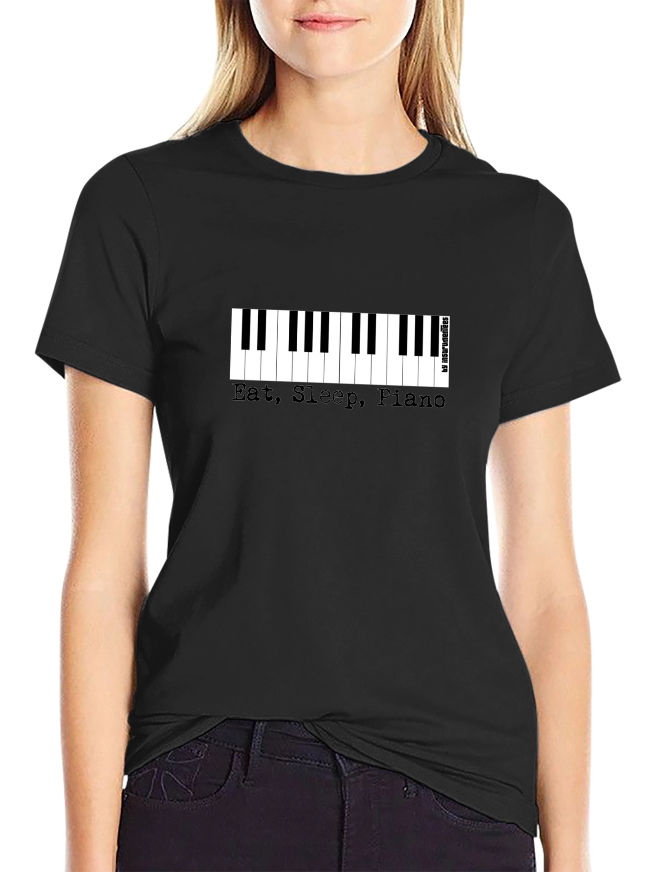 Eat Sleep Piano T-Shirt - Black Musical Tee