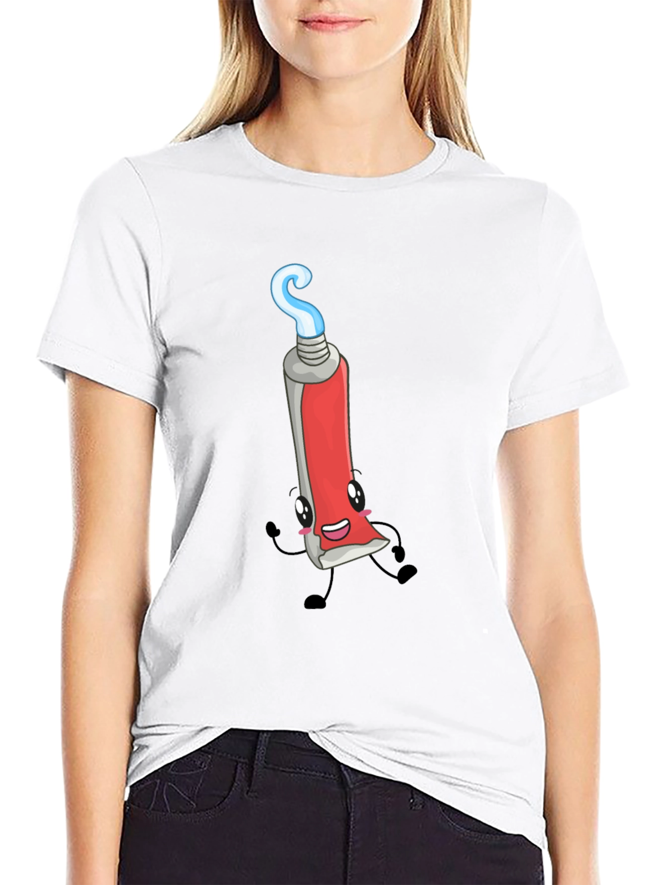 Cartoon Toothpaste Graphic Black Tee
