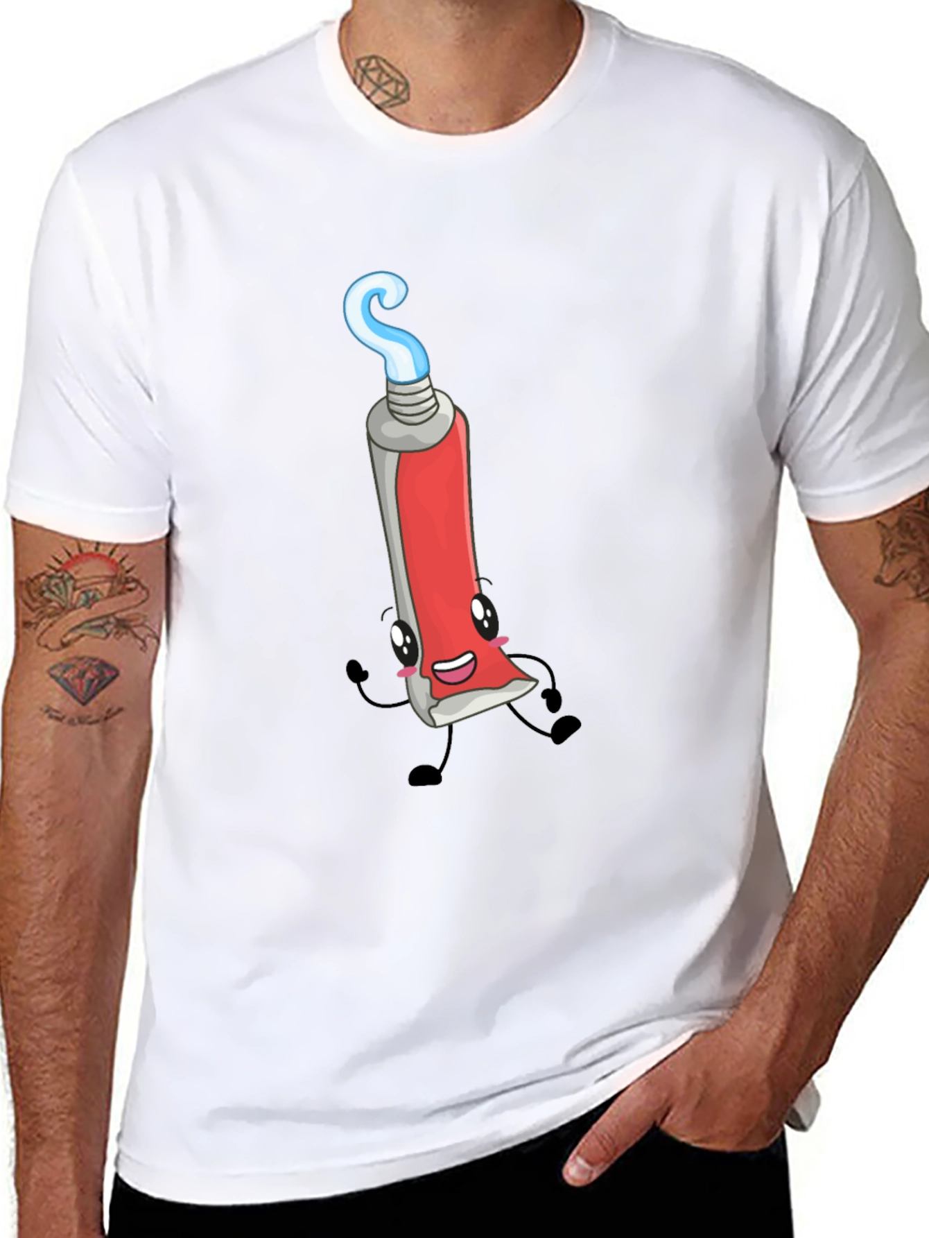 Cartoon Toothpaste Graphic Black Tee