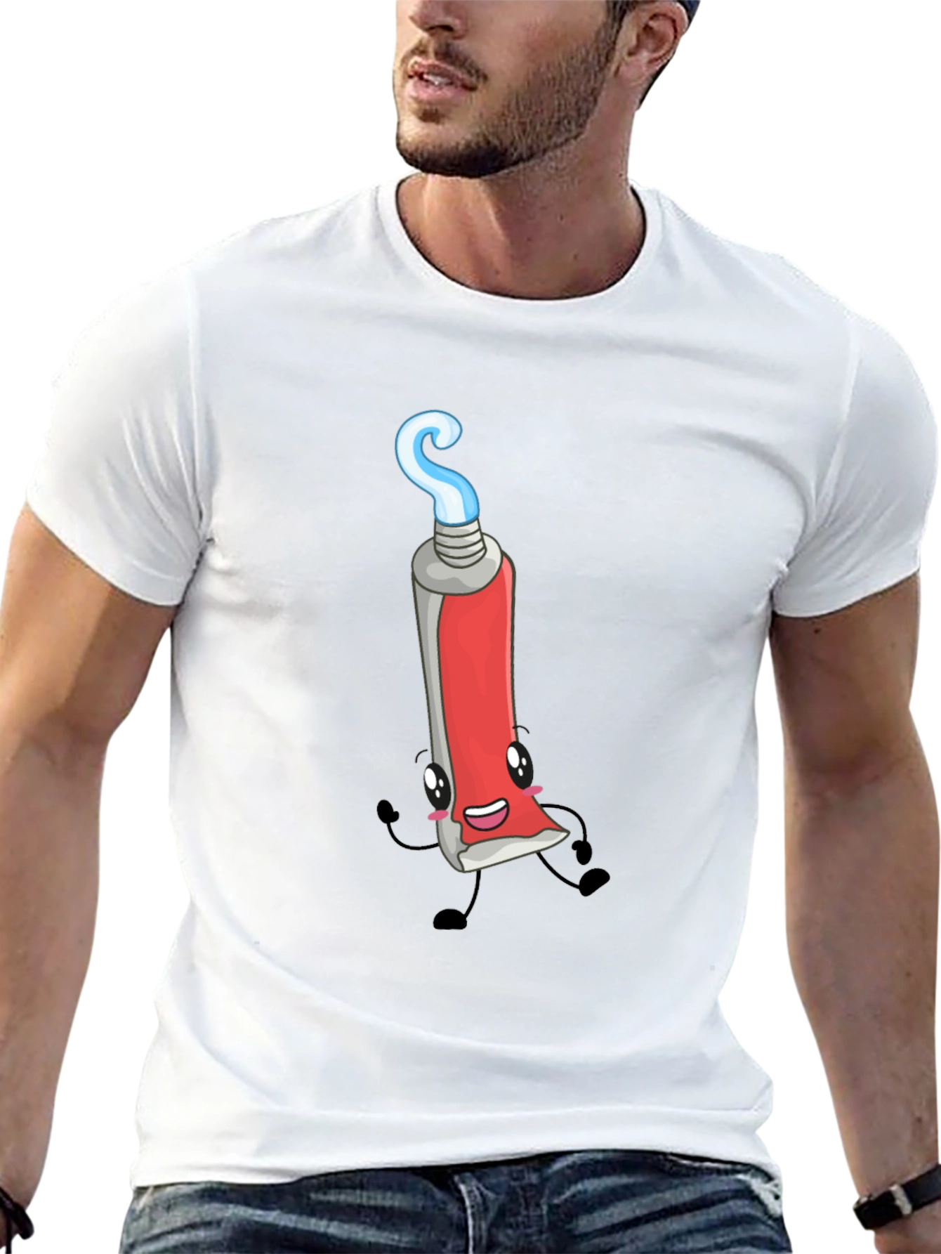 Cartoon Toothpaste Graphic Black Tee