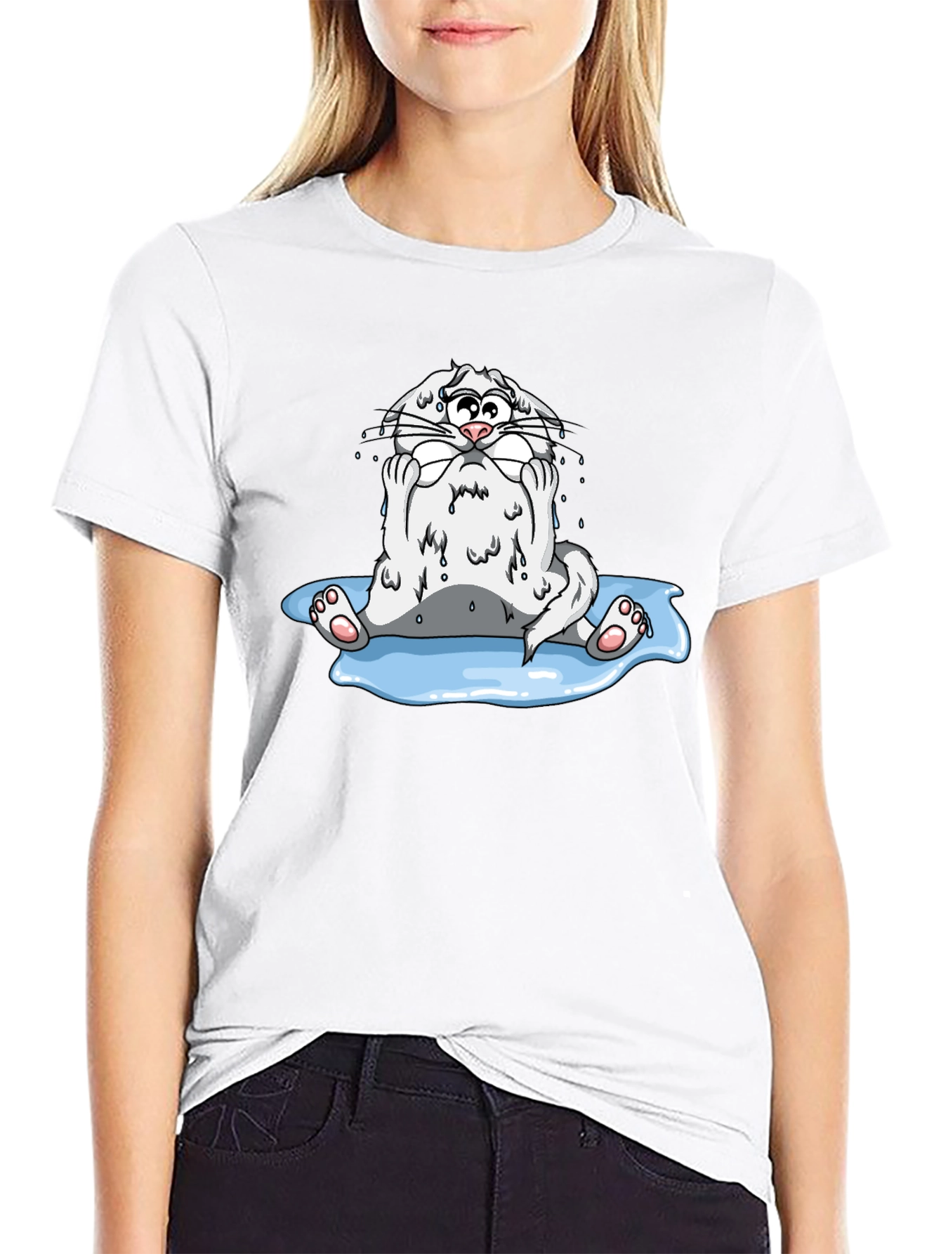 Sad Cat Black T-Shirt