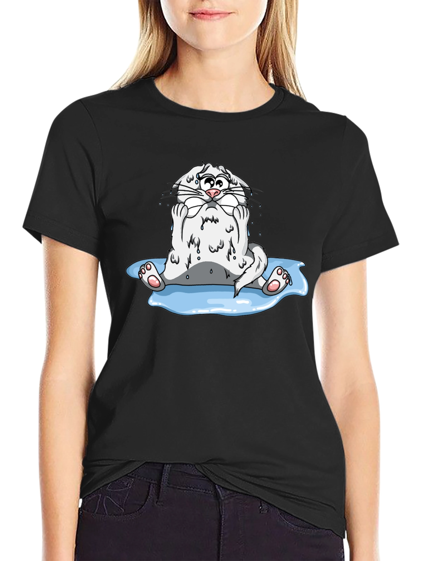 Sad Cat Black T-Shirt