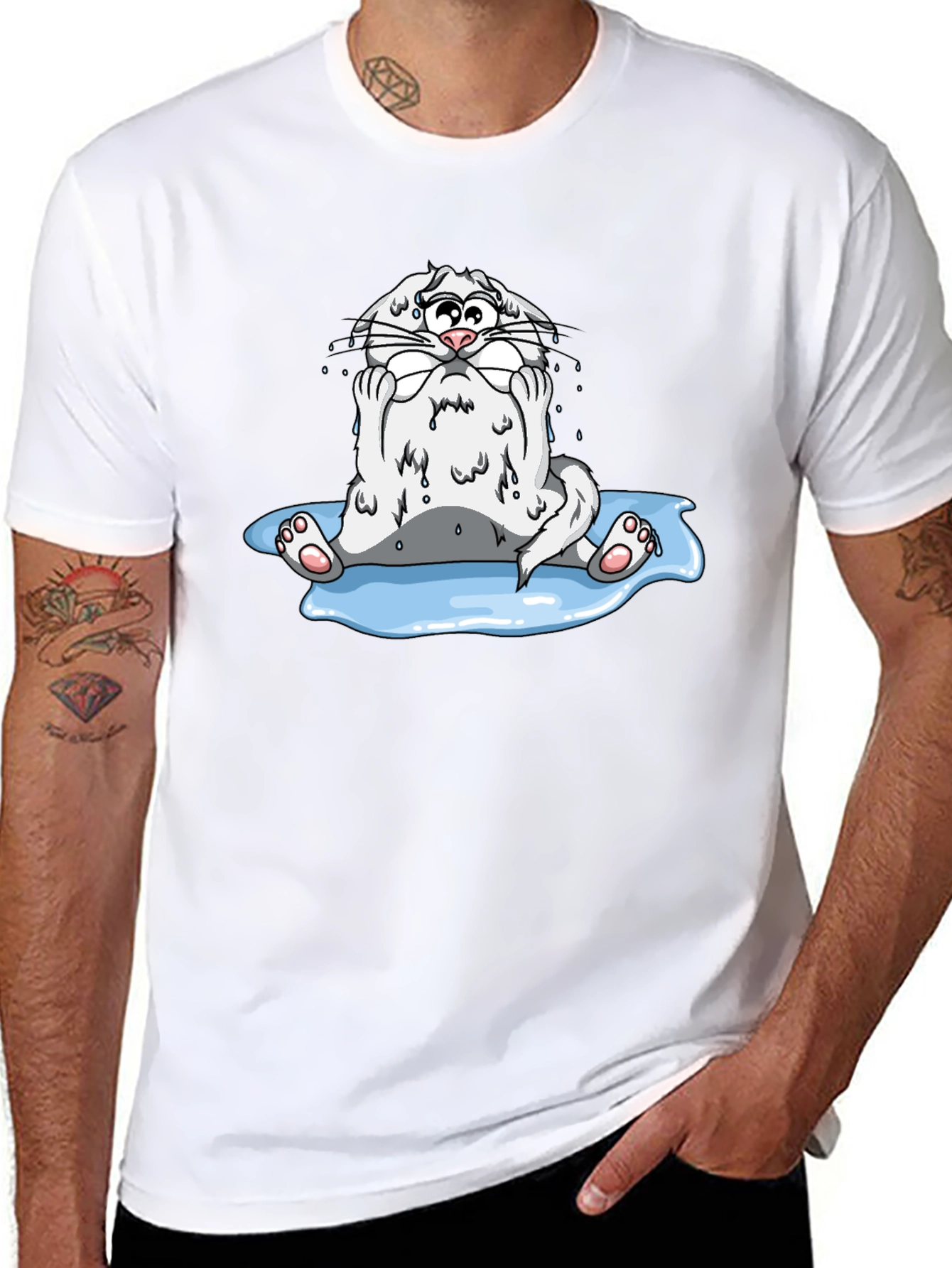 Sad Cat Black T-Shirt