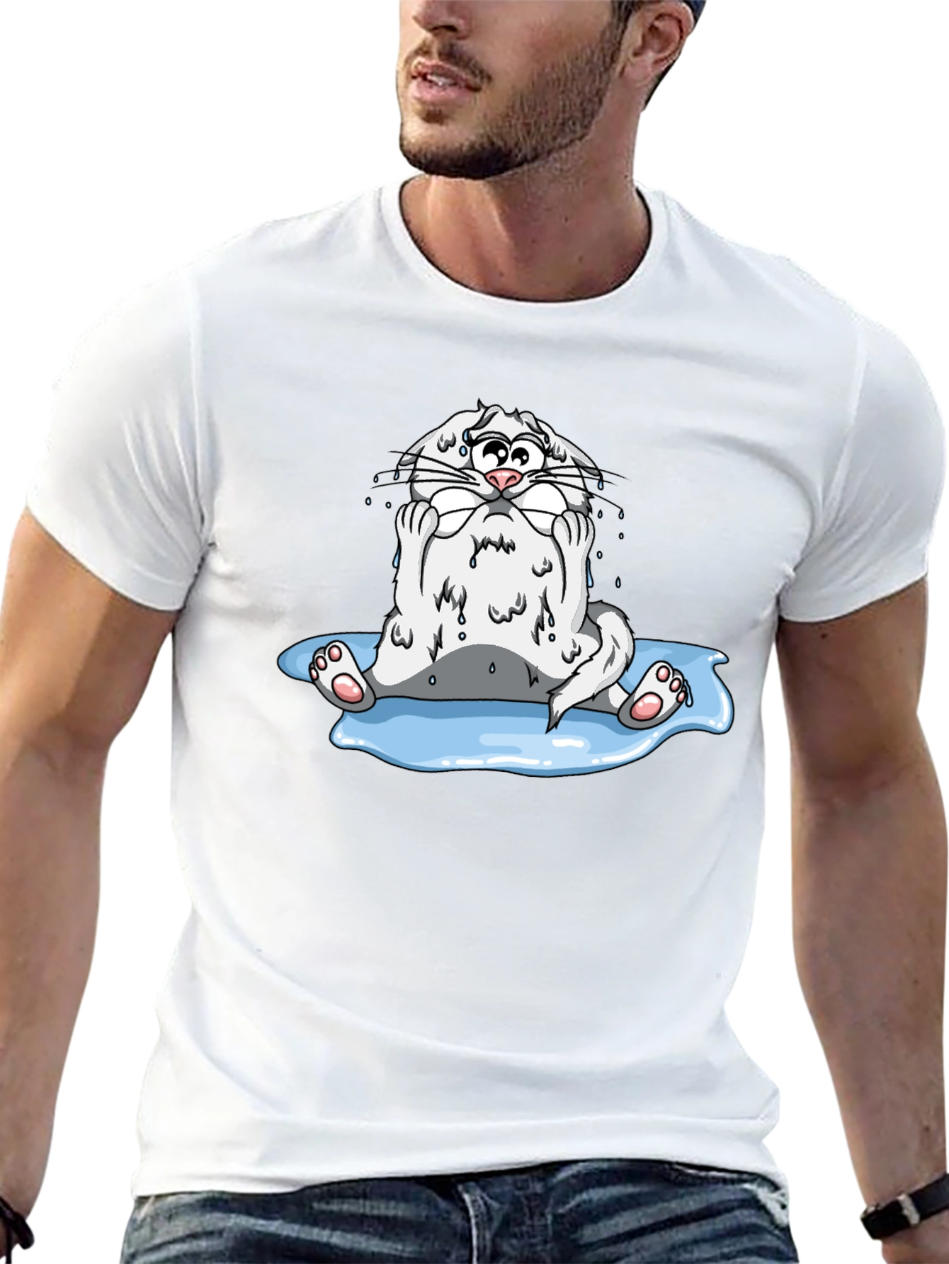 Sad Cat Black T-Shirt
