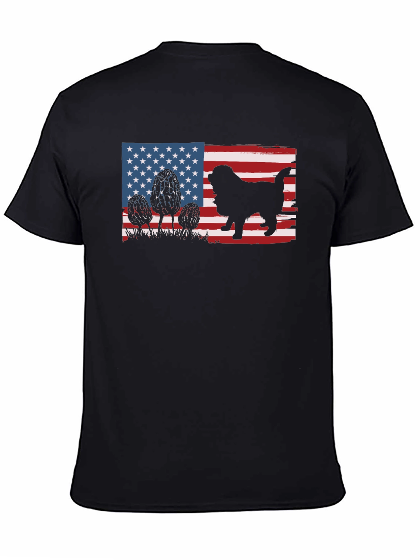 American Flag Dog Graphic Tee - Black