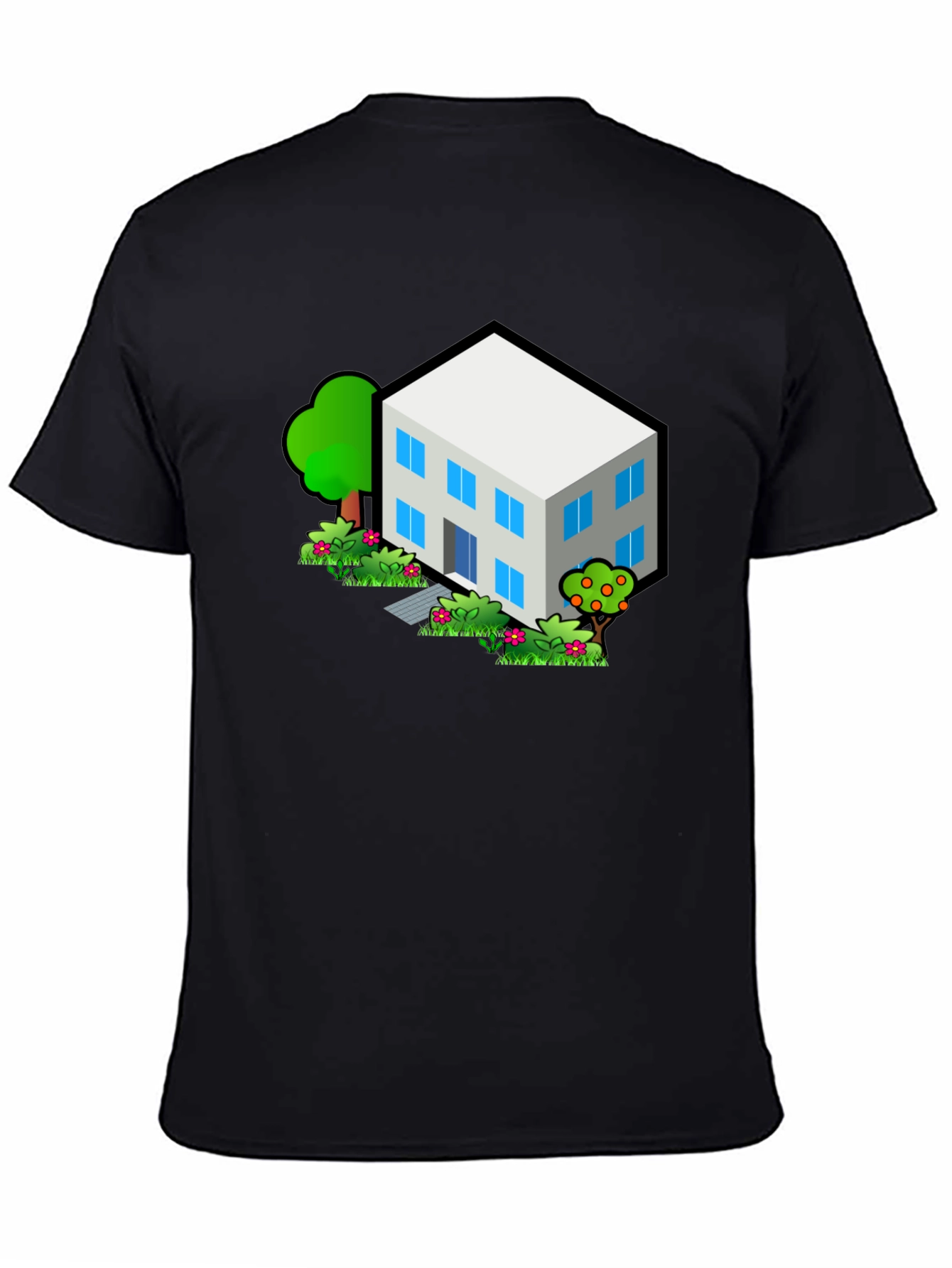 Isometric House T-Shirt - Black Cotton Tee
