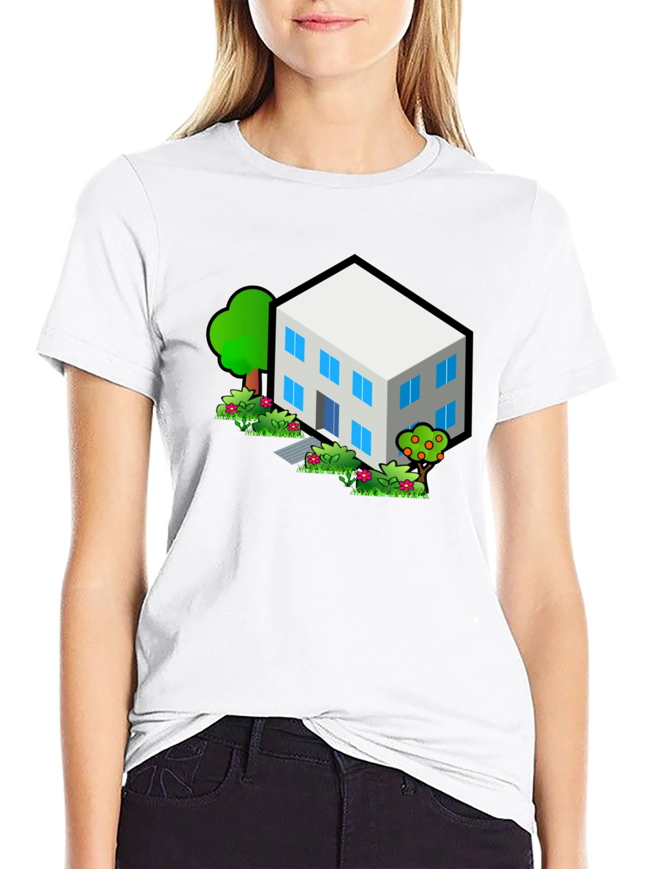 Isometric House T-Shirt - Black Cotton Tee