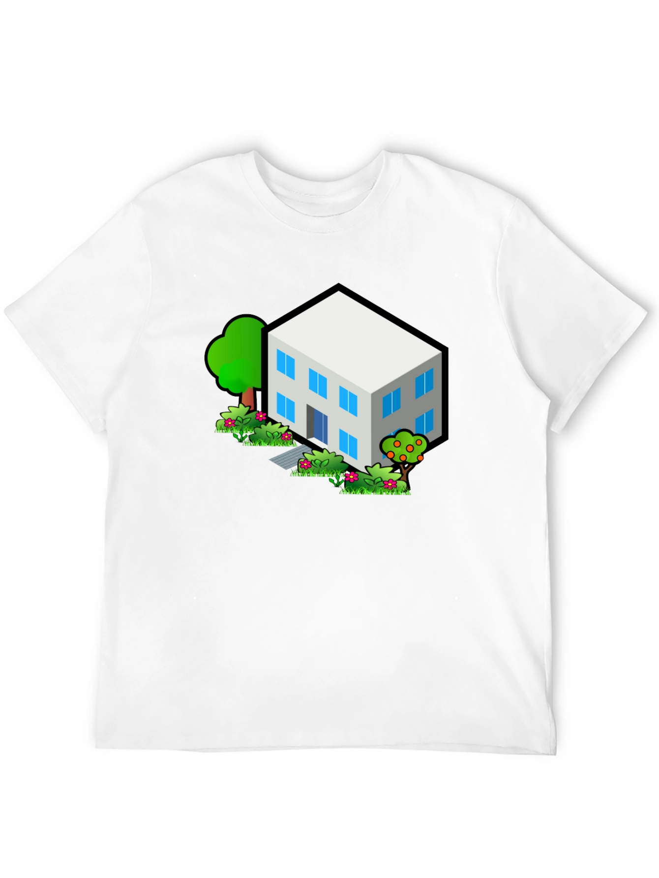 Isometric House T-Shirt - Black Cotton Tee