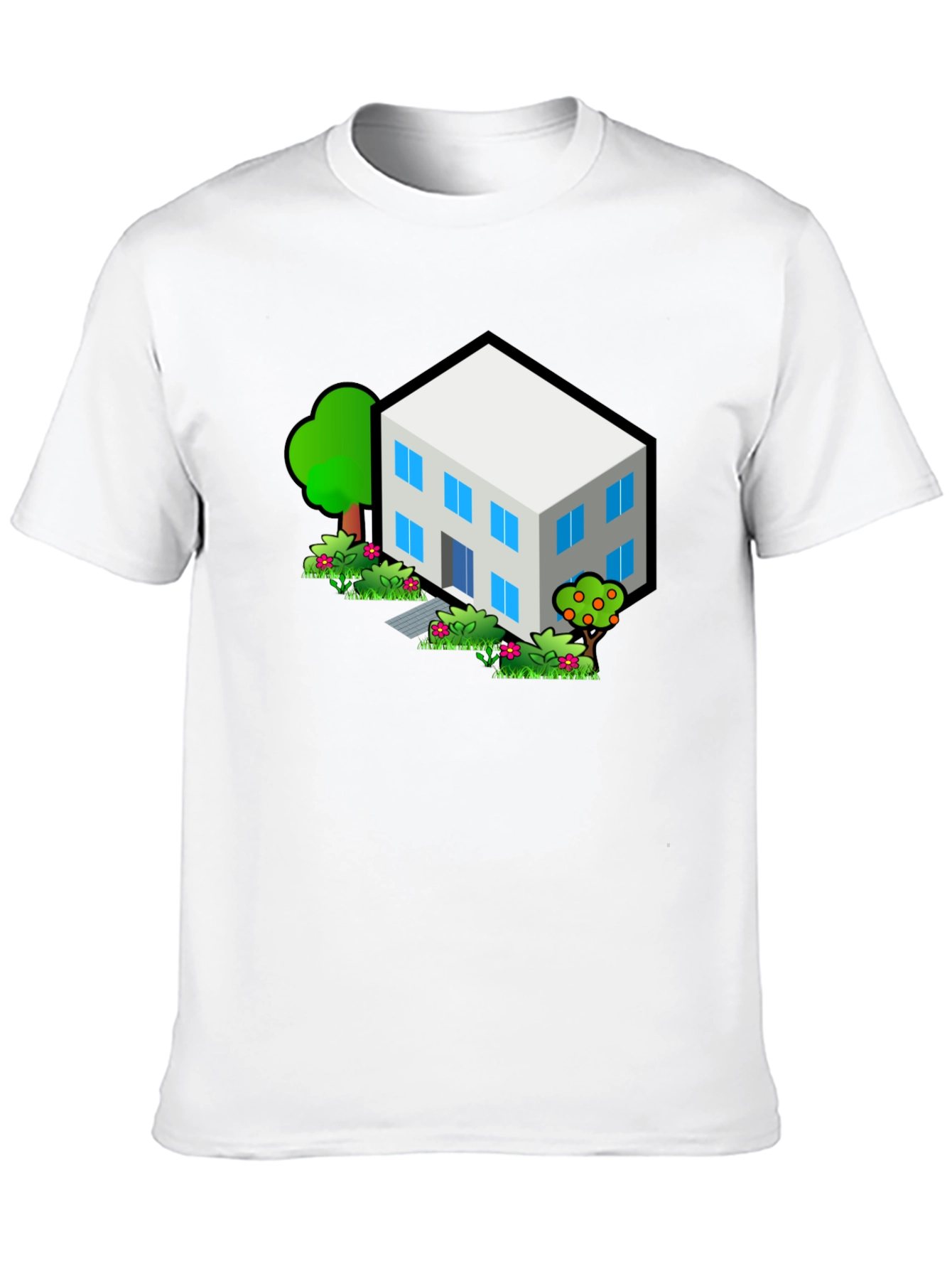 Isometric House T-Shirt - Black Cotton Tee