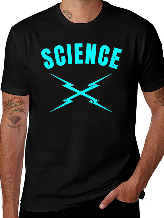 Science T-Shirt - Crossed Lightning Bolts - Black