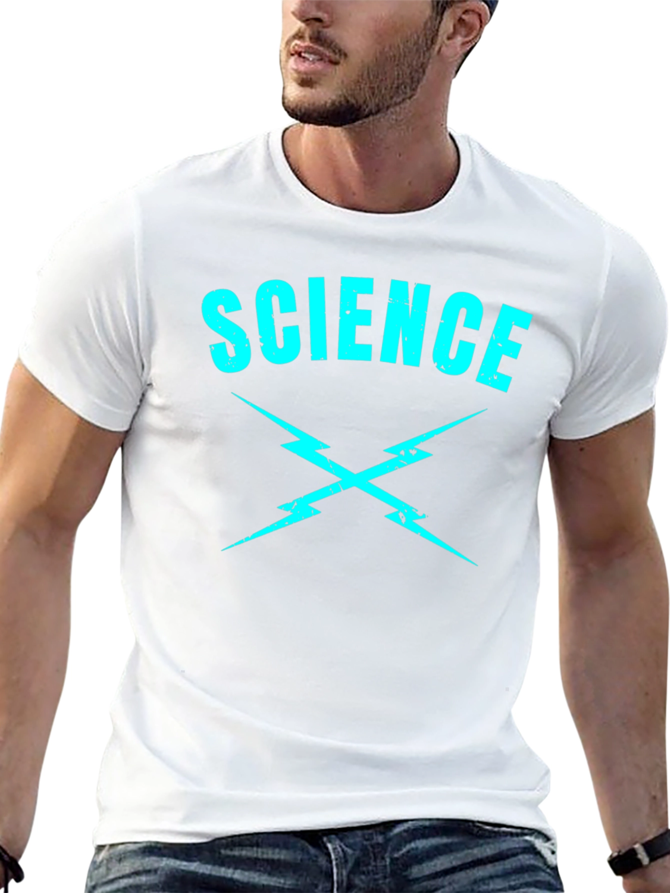 Science T-Shirt - Crossed Lightning Bolts - Black