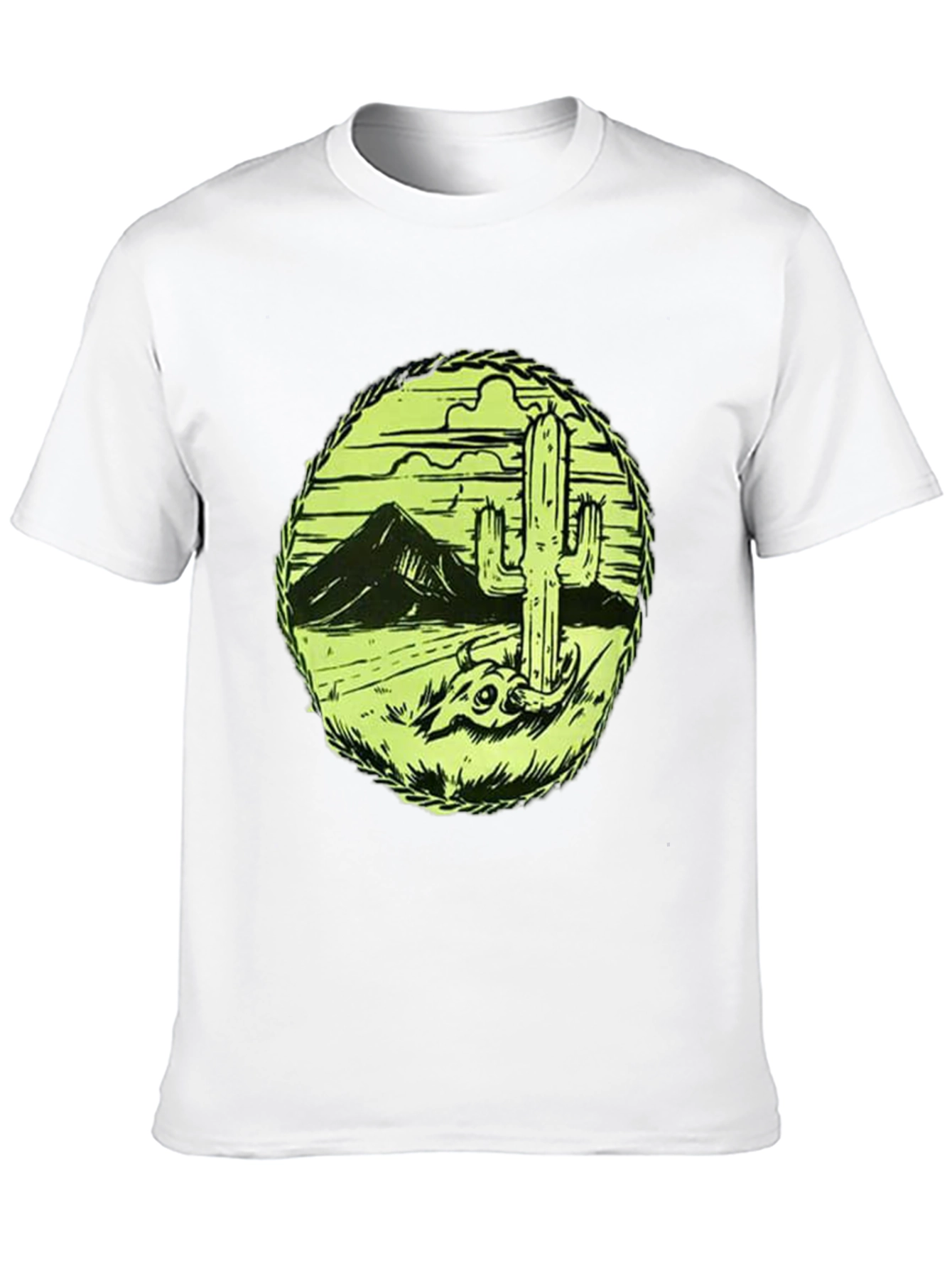 Desert Cactus Graphic Tee - Black Cotton T-Shirt