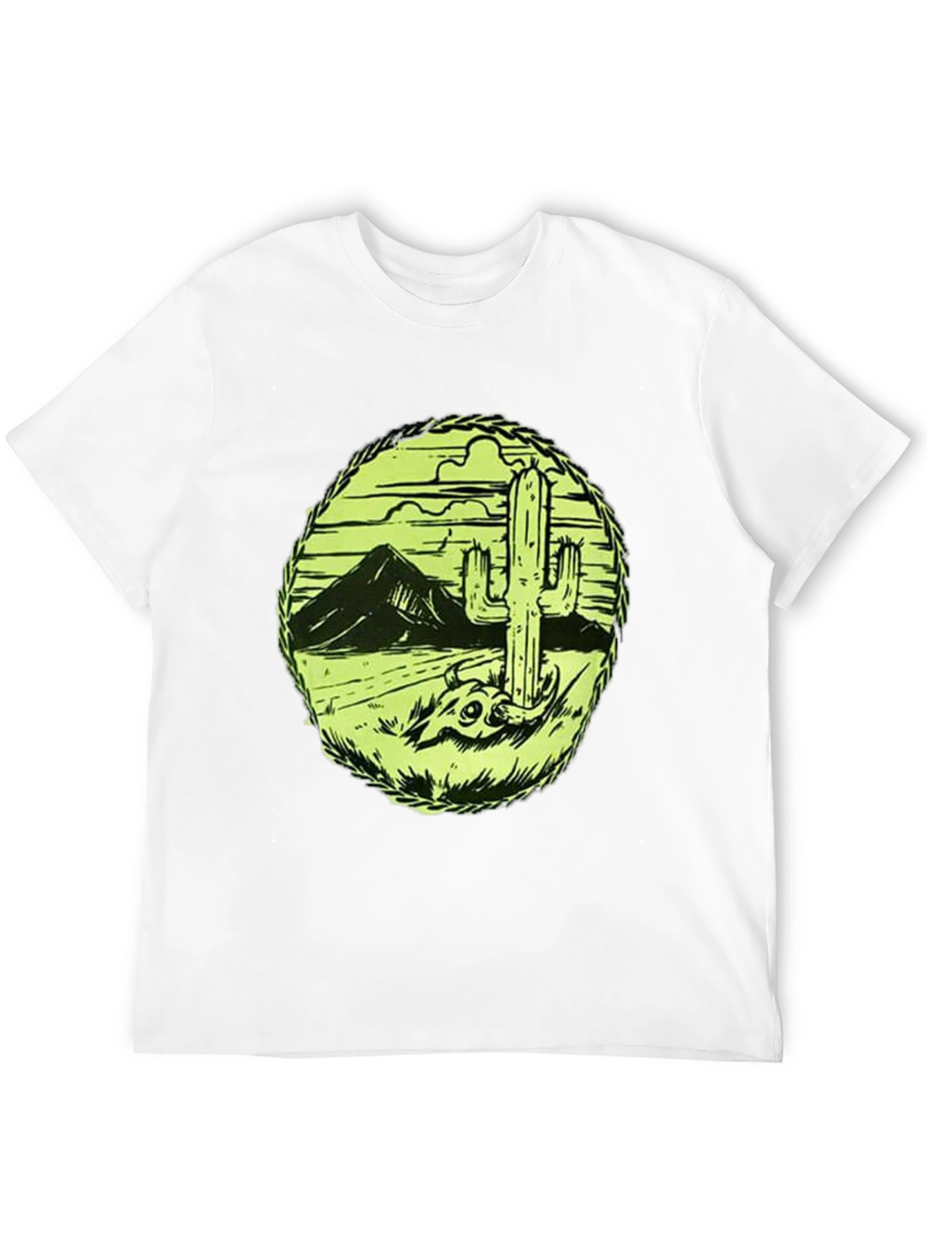 Desert Cactus Graphic Tee - Black Cotton T-Shirt
