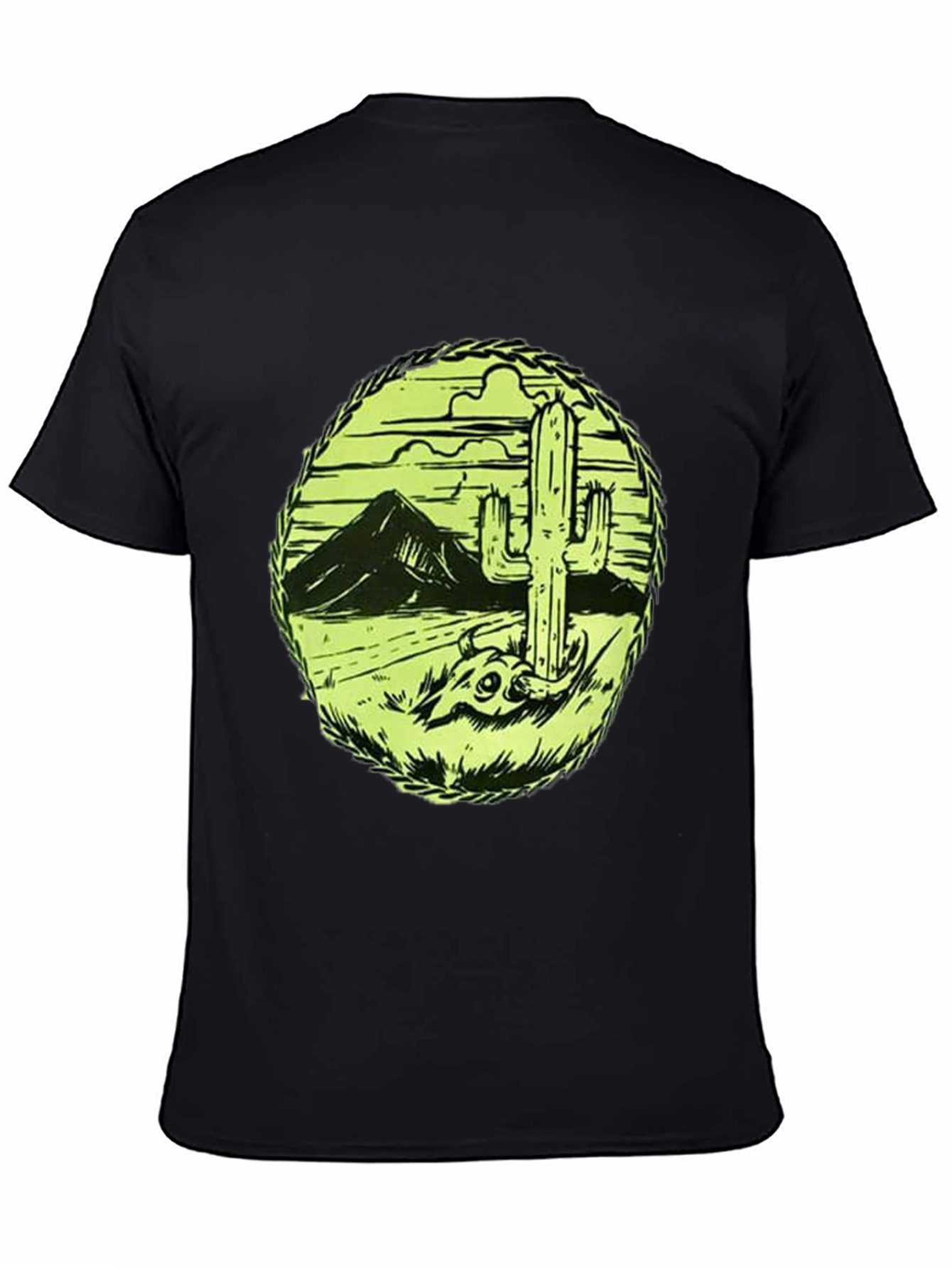 Desert Cactus Graphic Tee - Black Cotton T-Shirt