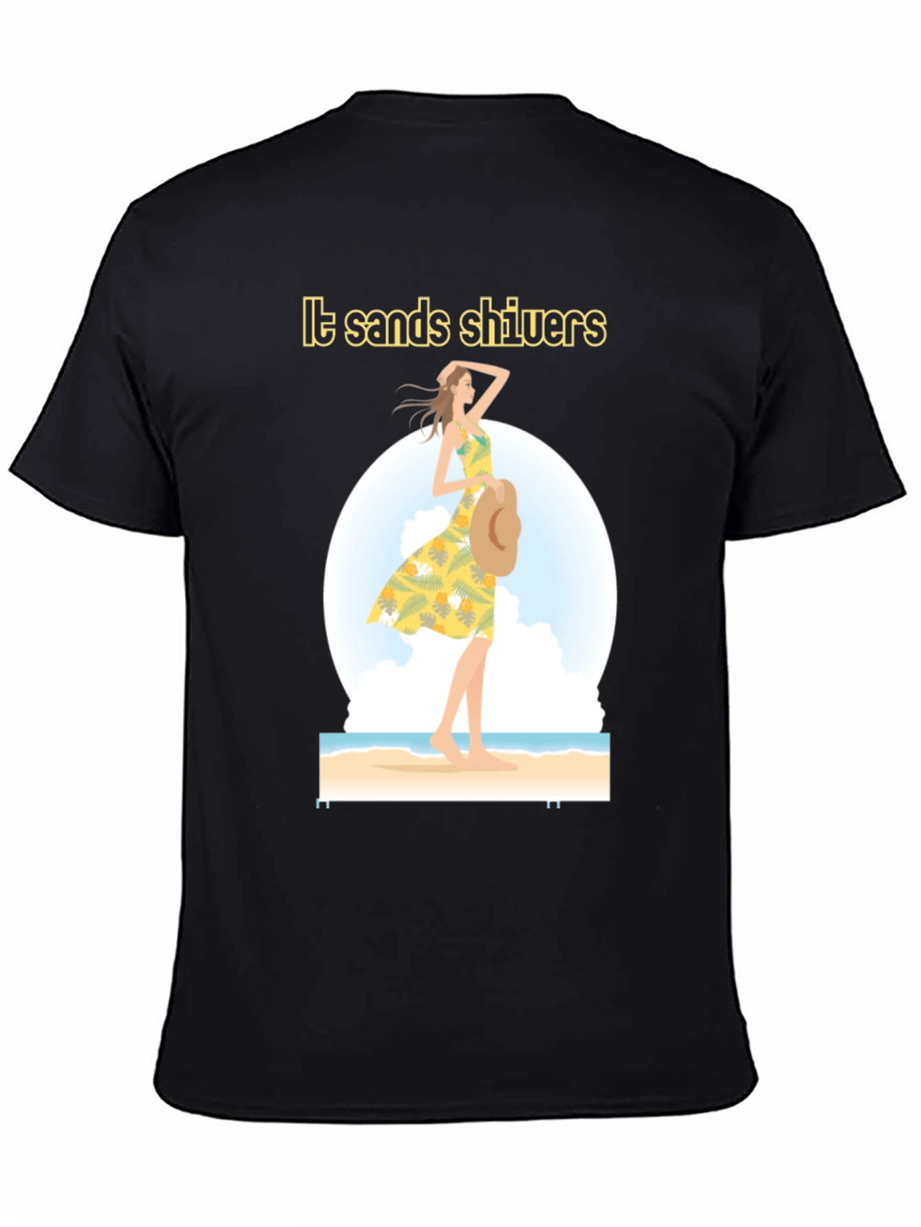 Stylish Black Beach Vibes Graphic T-Shirt