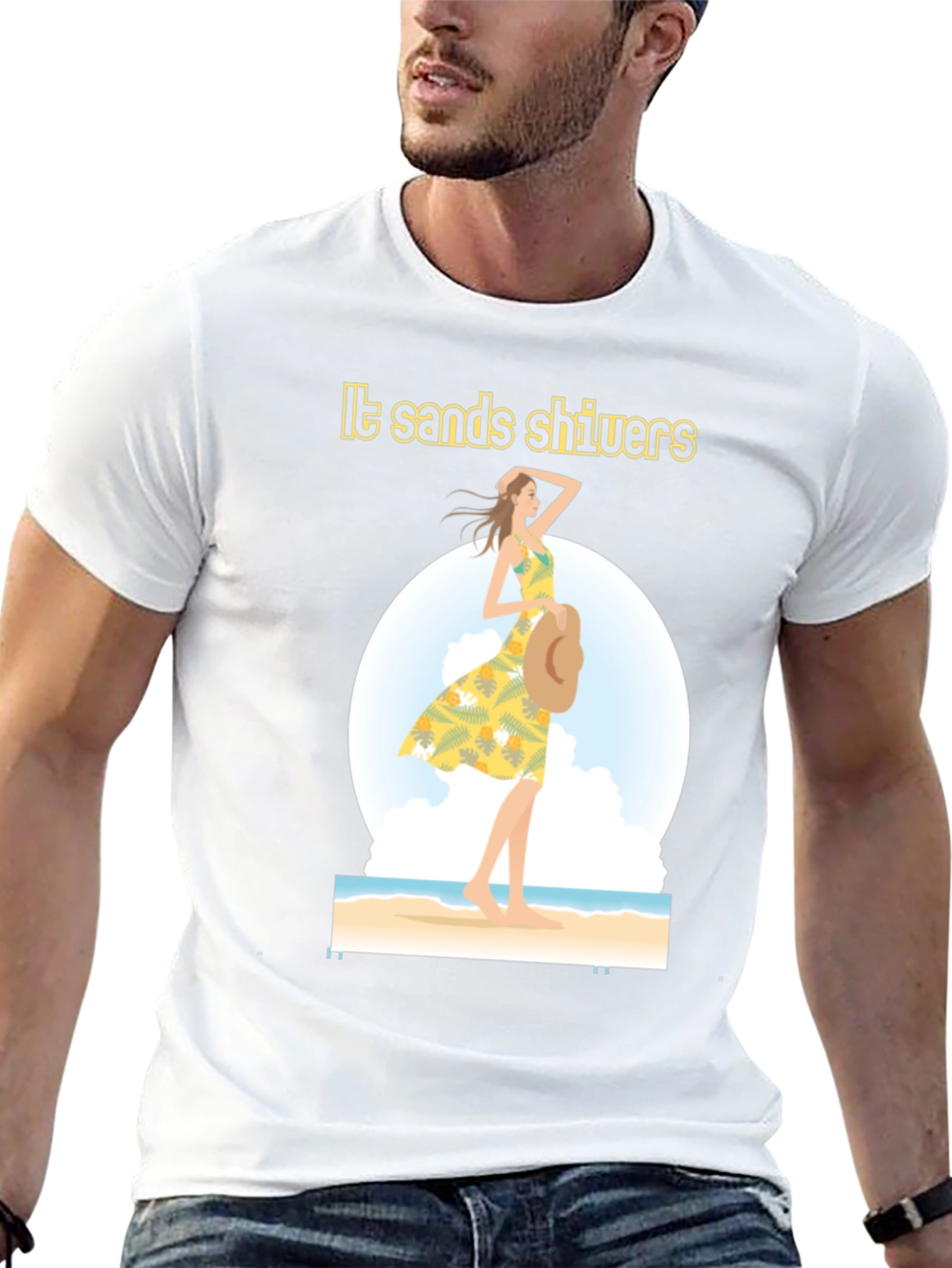 Stylish Black Beach Vibes Graphic T-Shirt