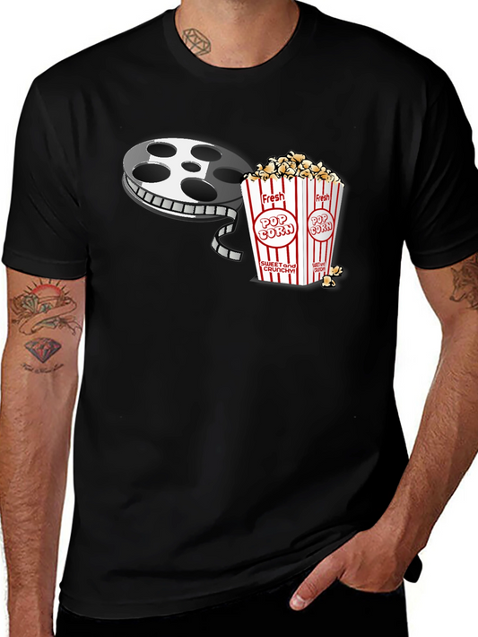 Movie Night T-Shirt - Popcorn and Film Reel Graphic