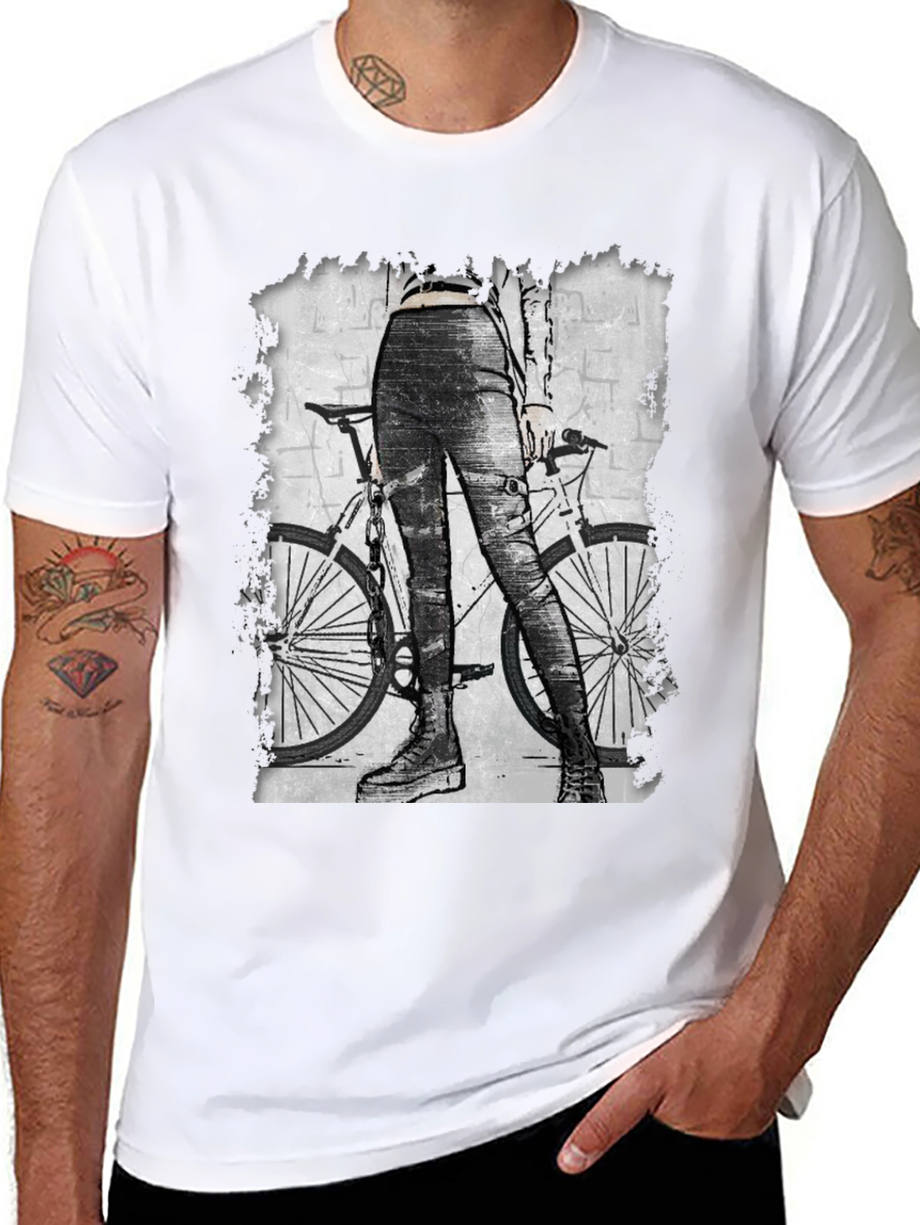 Black T-Shirt with Bike Graphic