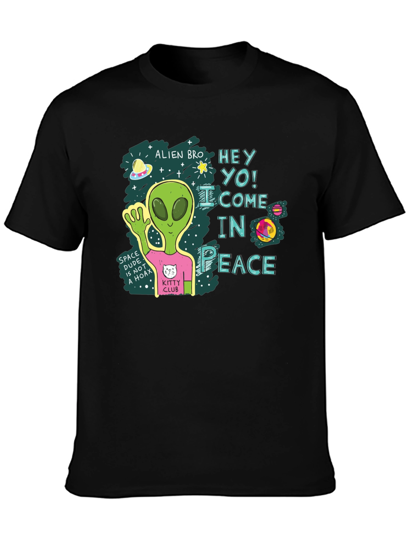 Alien Bro Come in Peace Graphic T-Shirt